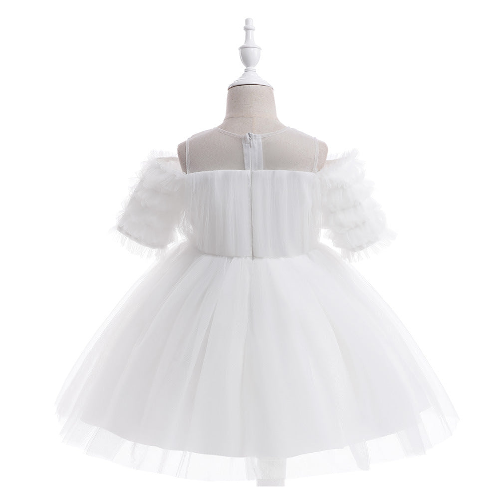 Off-Shoulder Tulle Princess Dress for Girls with Sequins – Kids' Party & Formal Gown