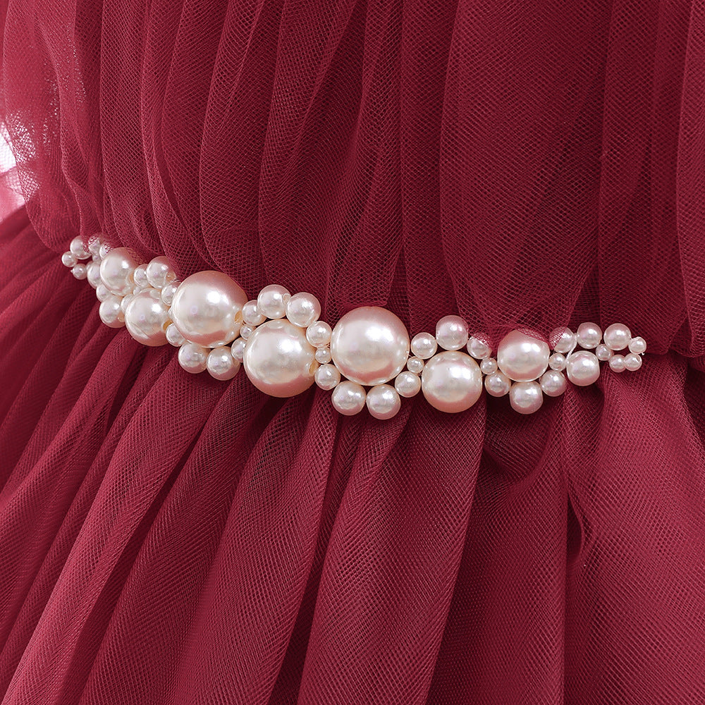Off-Shoulder Tulle Princess Dress for Girls with Sequins – Kids' Party & Formal Gown