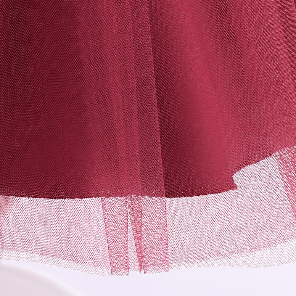 Off-Shoulder Tulle Princess Dress for Girls with Sequins – Kids' Party & Formal Gown