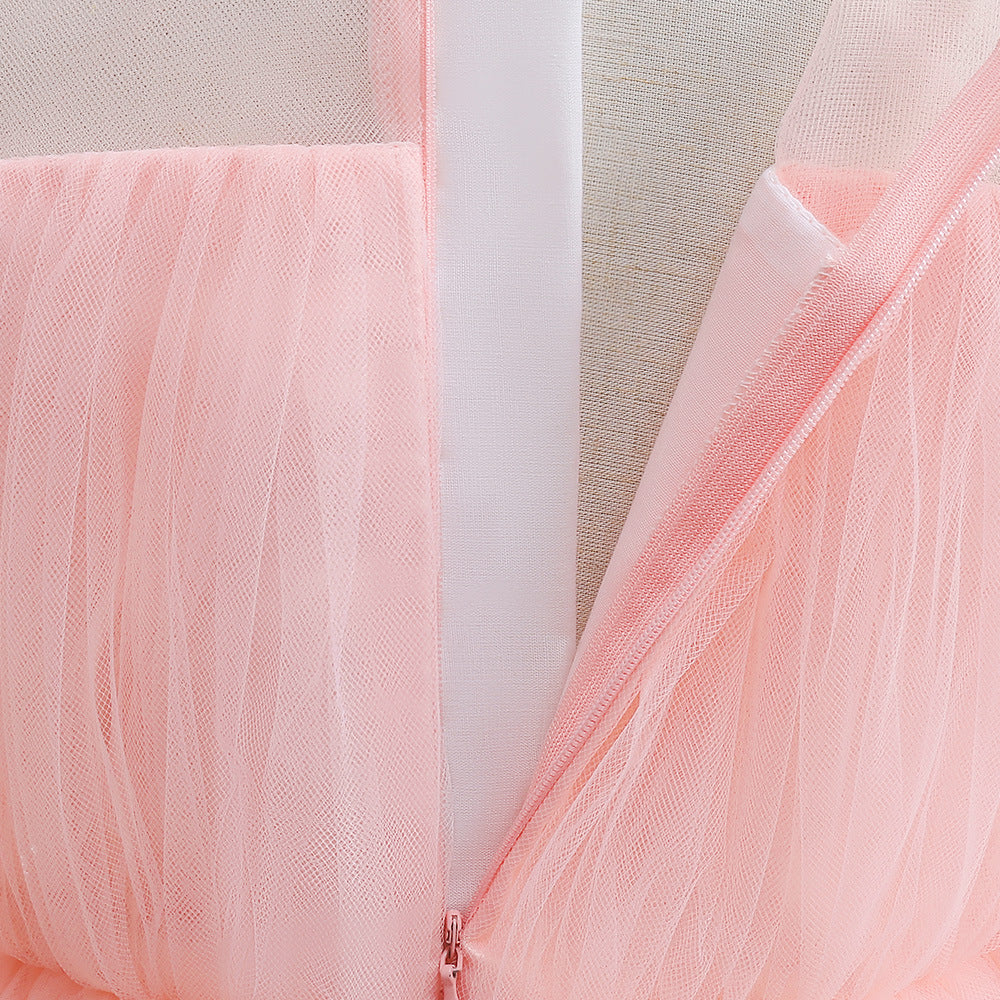 Off-Shoulder Tulle Princess Dress for Girls with Sequins – Kids' Party & Formal Gown