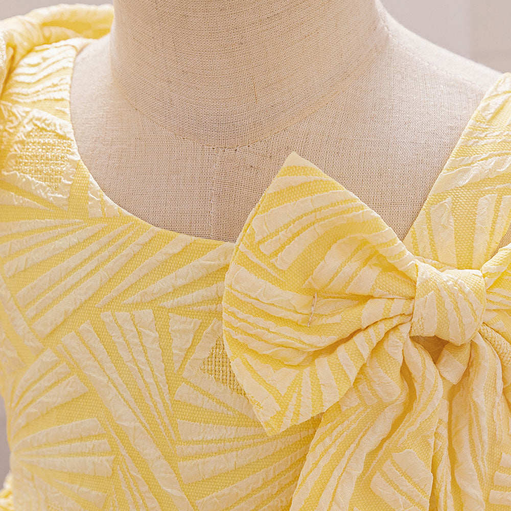 One Shoulder Bowknot Puffy Princess Dress for Baby Girls | Knee-Length Ball Gown