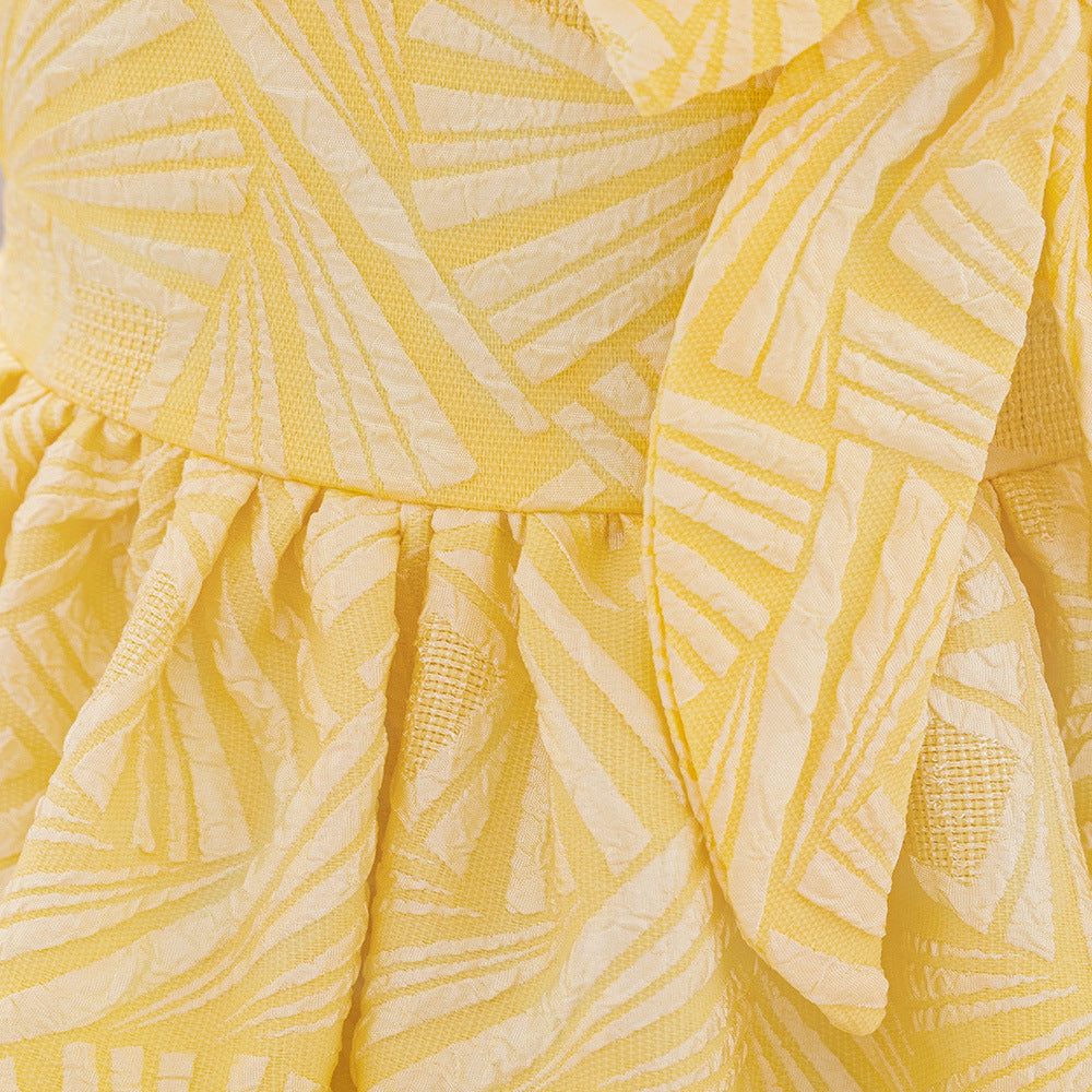 One Shoulder Bowknot Puffy Princess Dress for Baby Girls | Knee-Length Ball Gown