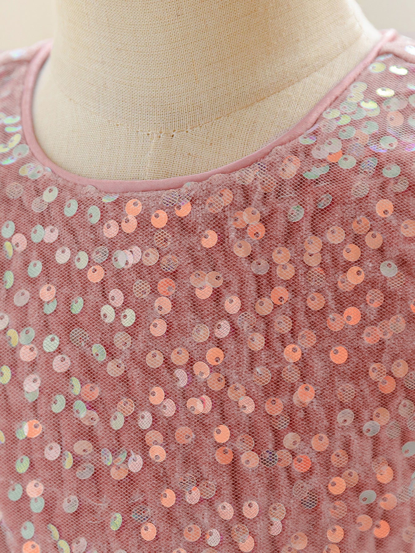 Pink Sequin Puffy Ball Gown Dress for Girls - High-Low Tulle Party Dress