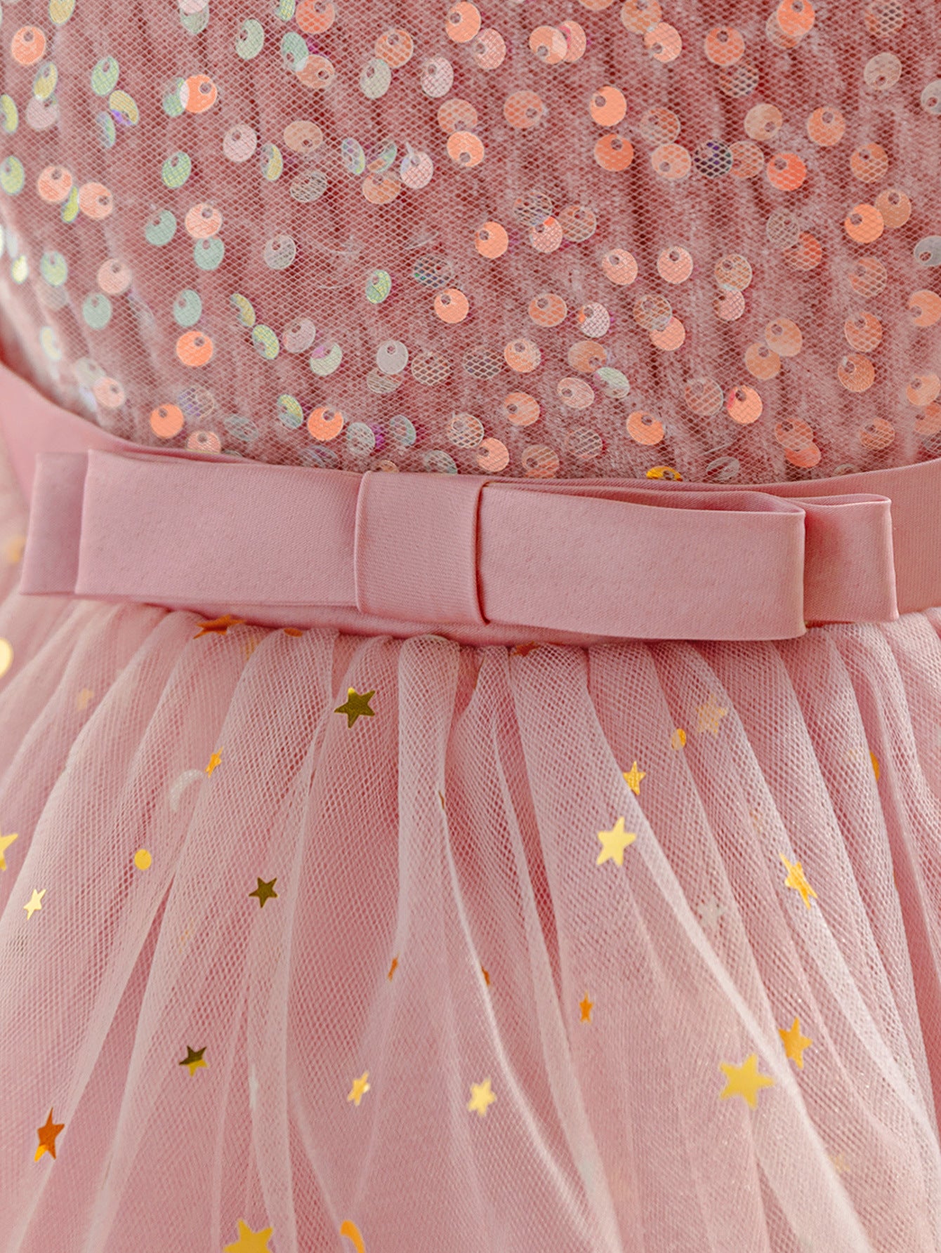 Pink Sequin Puffy Ball Gown Dress for Girls - High-Low Tulle Party Dress