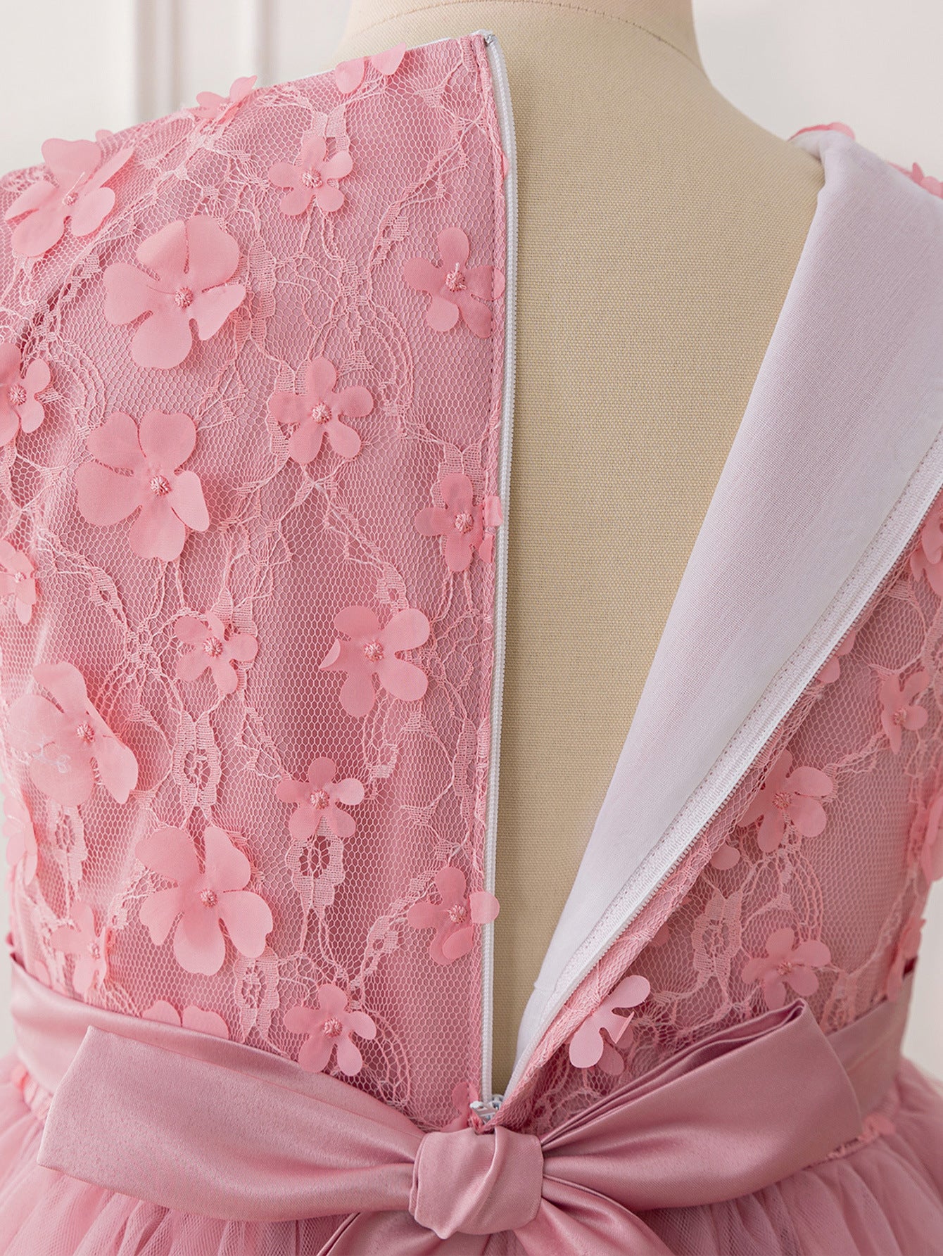 Pink Lace Maxi Princess Dress for Girls – Flower Girl & Party Gown