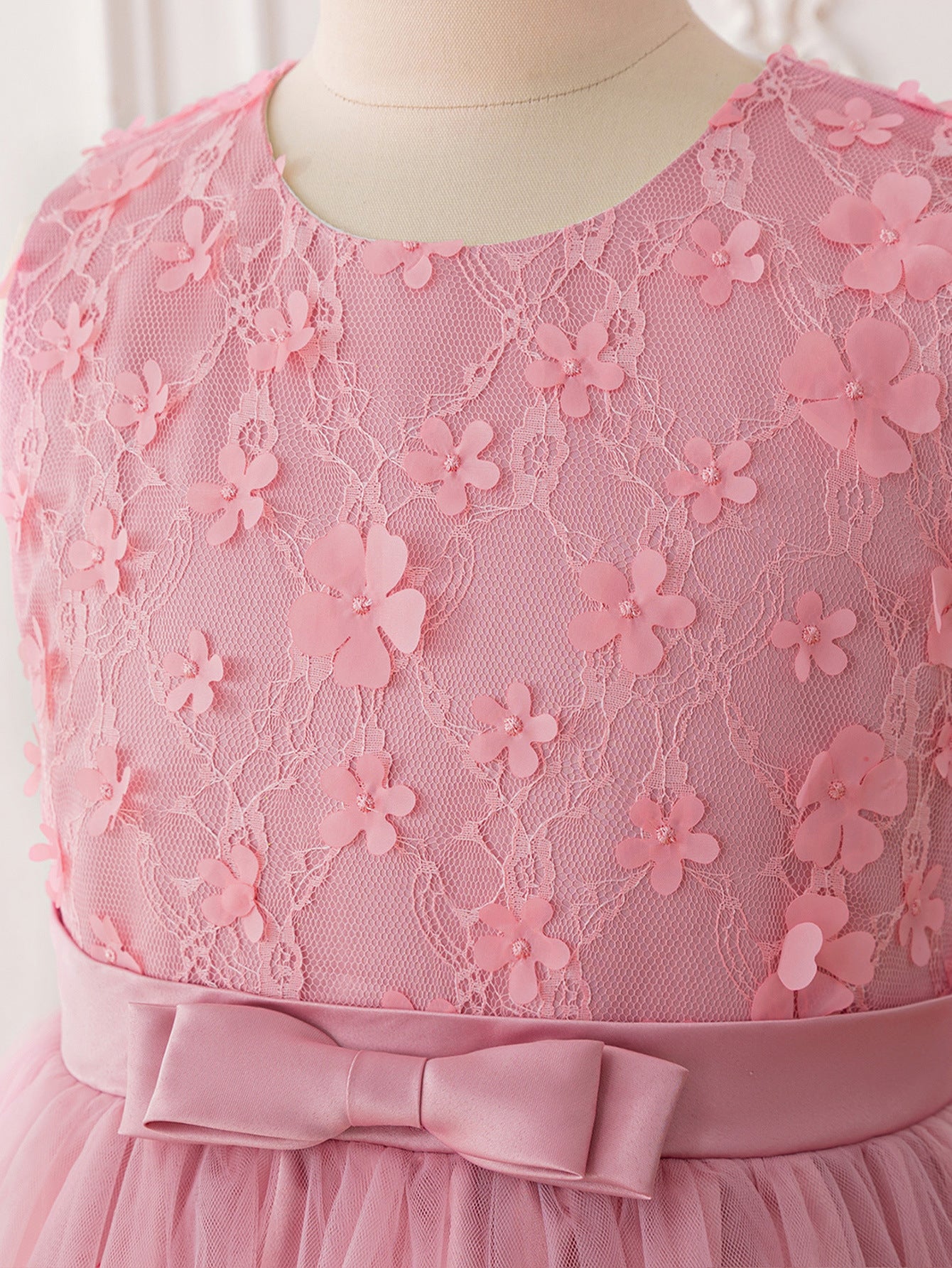 Pink Lace Maxi Princess Dress for Girls – Flower Girl & Party Gown