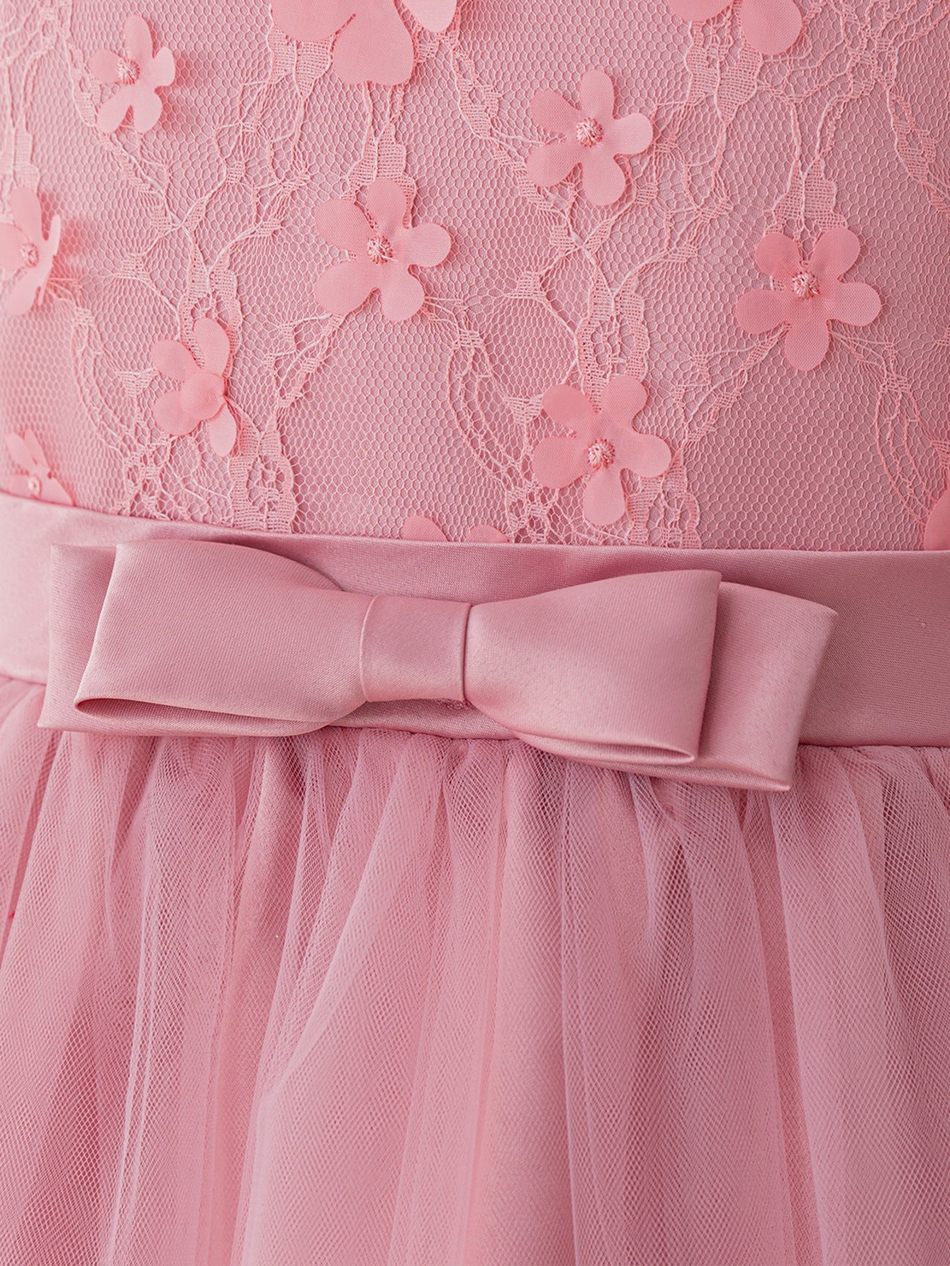 Pink Lace Maxi Princess Dress for Girls – Flower Girl & Party Gown