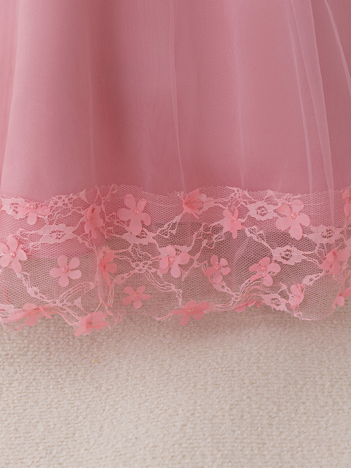 Pink Lace Maxi Princess Dress for Girls – Flower Girl & Party Gown