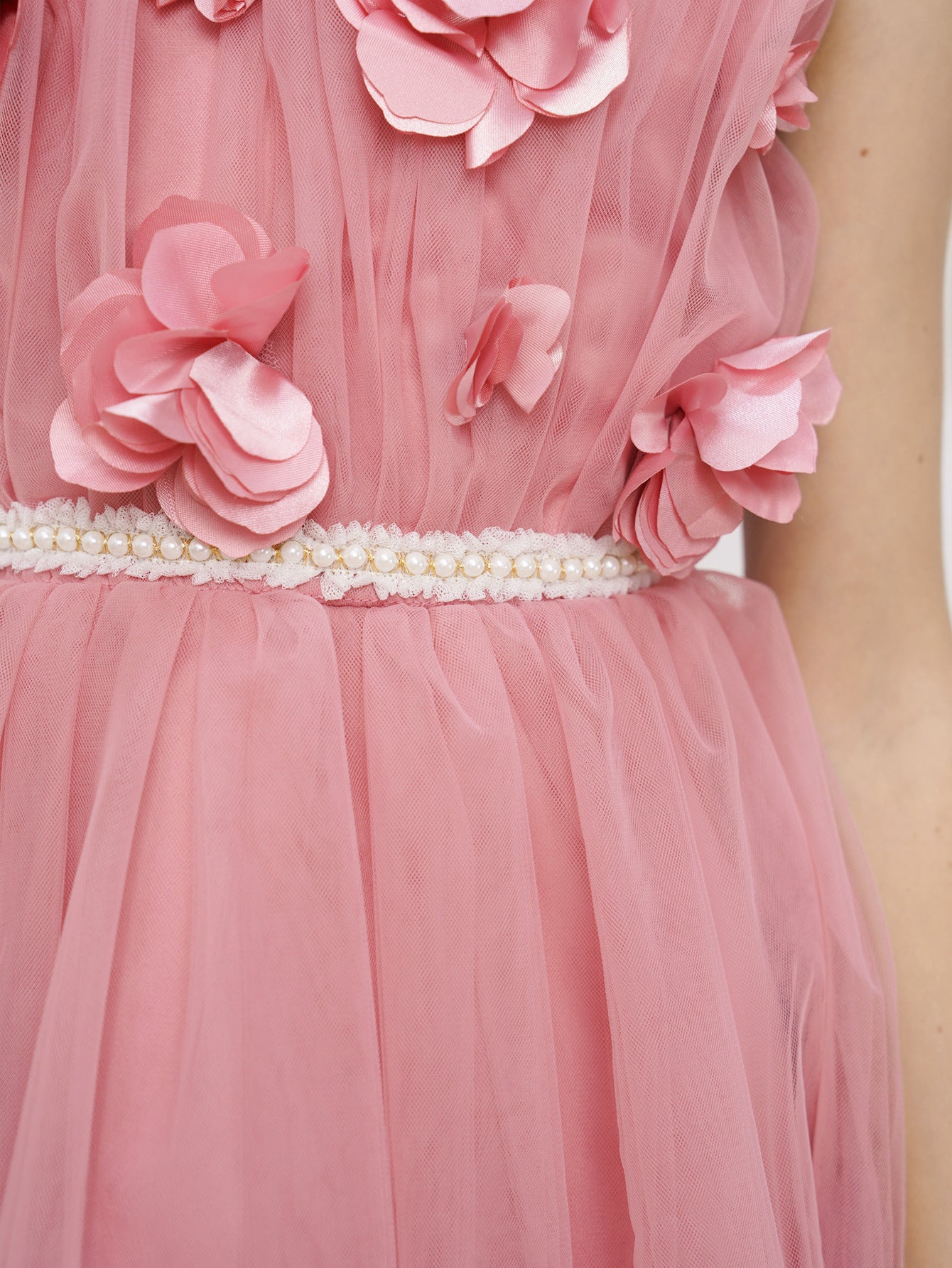 Cute Pink Tulle Off-Shoulder Maxi Dress for Girls | A-Line Princess Gown with Appliqué & Bows