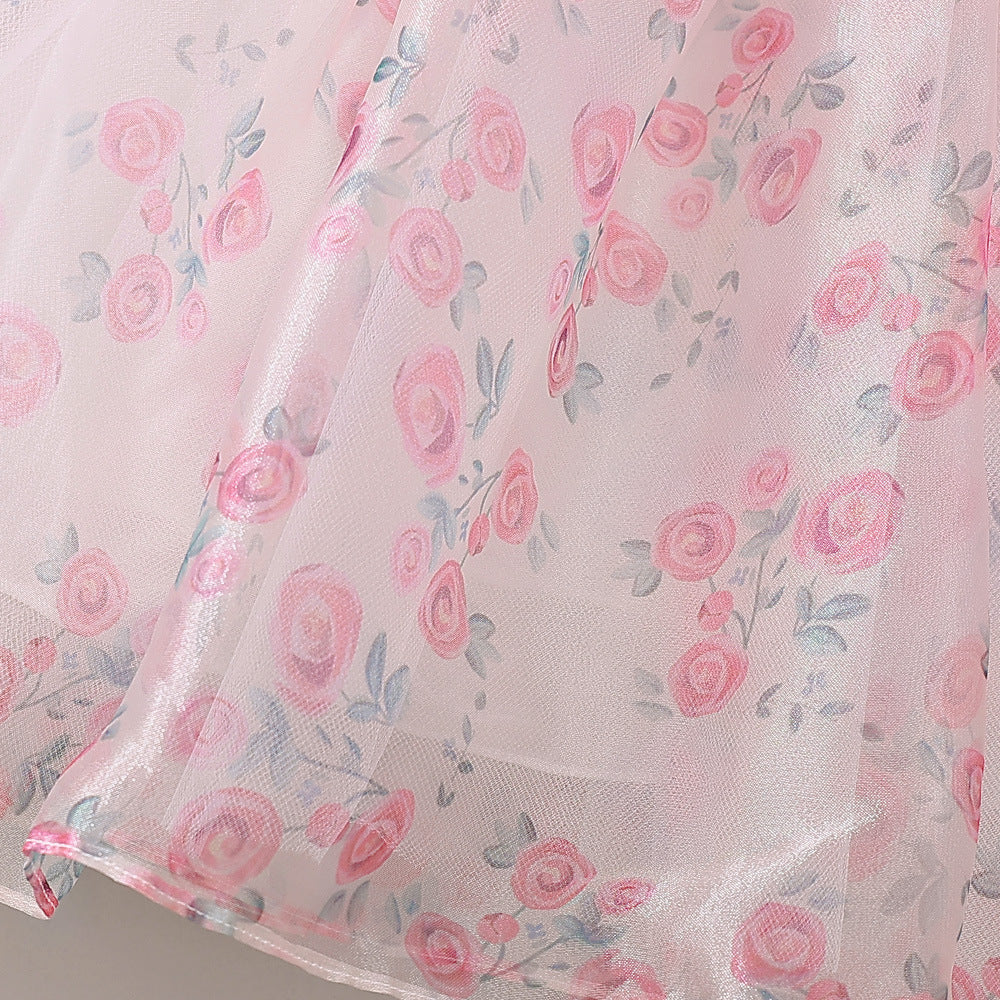 Pink Princess Floral Print Bow Dress for Toddler Girls | Fairy Style Birthday & Party Dress