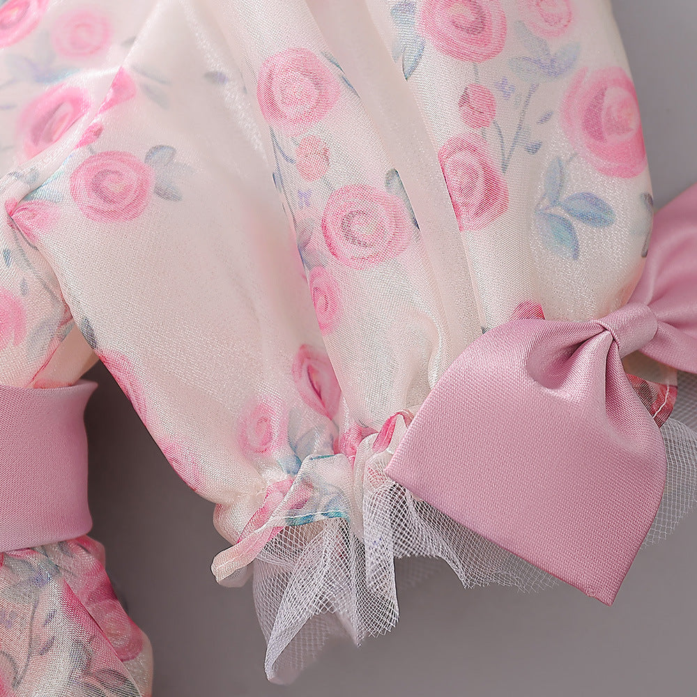 Pink Princess Floral Print Bow Dress for Toddler Girls | Fairy Style Birthday & Party Dress