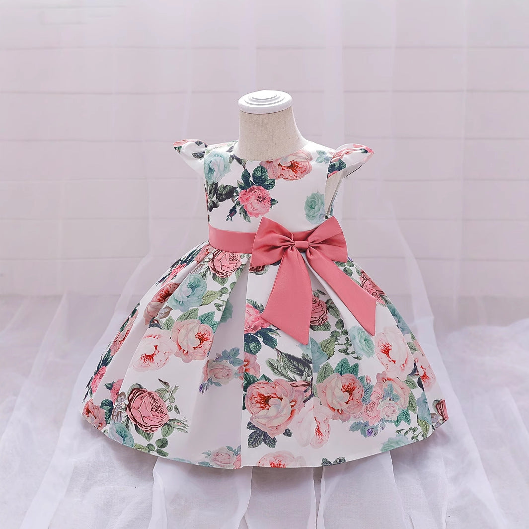 Pink Puffy Ball Gown Princess Dress for Girls | Kids Tea-Length Party Dress