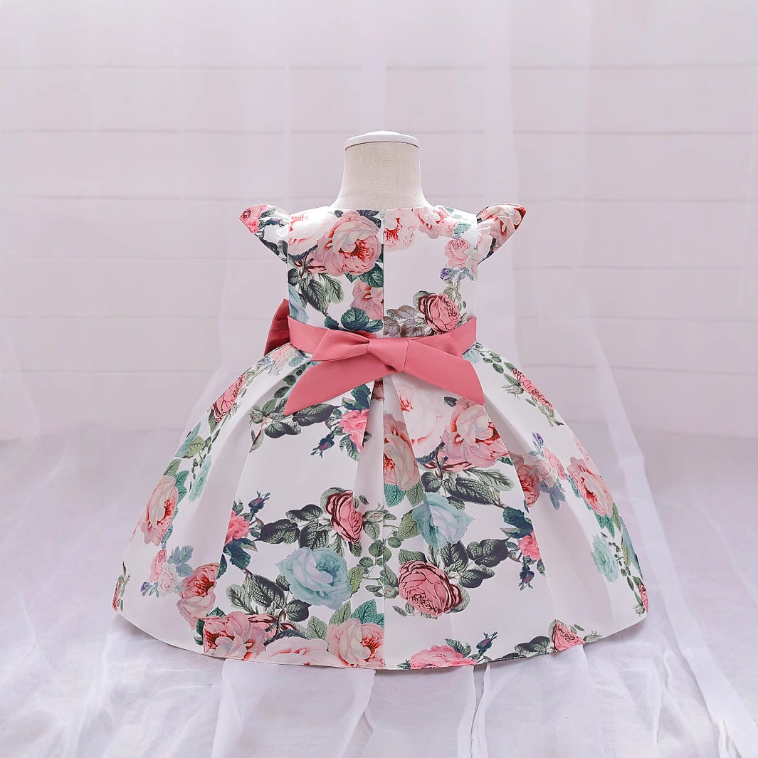 Pink Puffy Ball Gown Princess Dress for Girls | Kids Tea-Length Party Dress