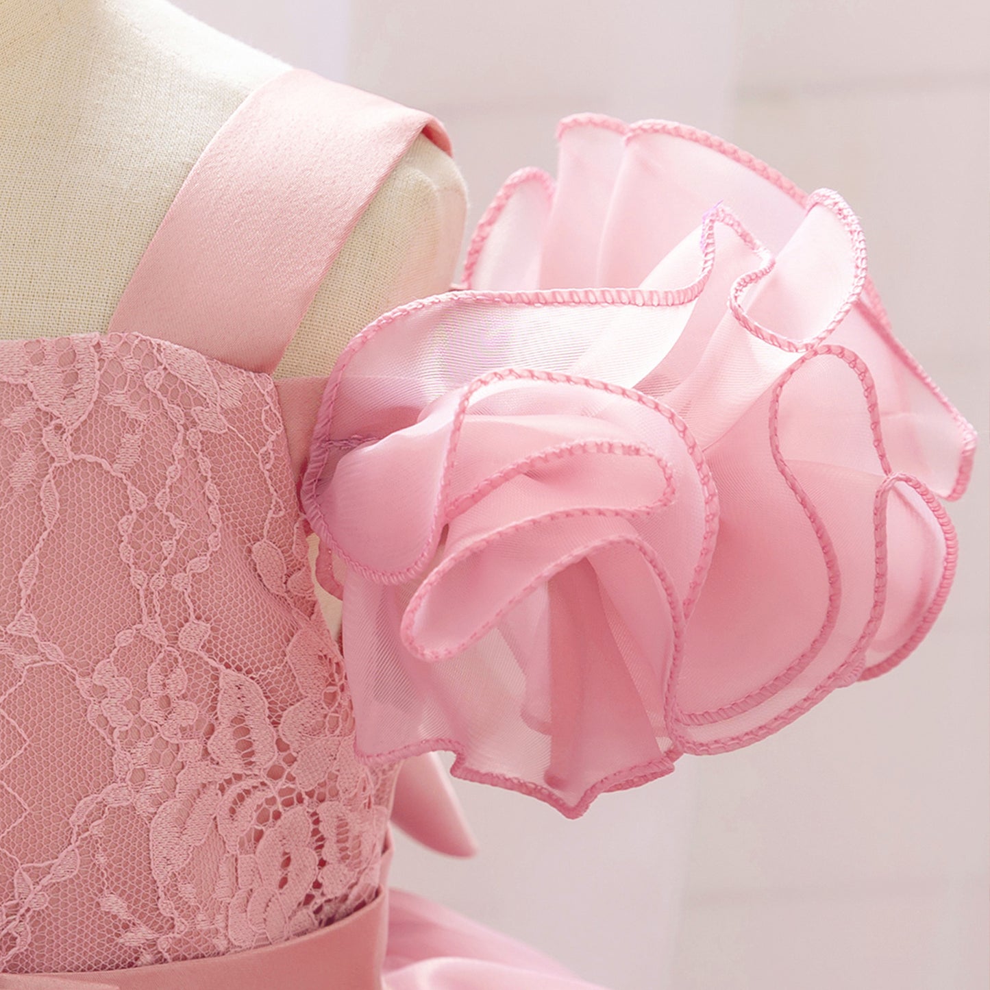 Cute Pink Puffy Off Shoulder High-Low Princess Dress for Girls | Ball Gown Kids Party Dress