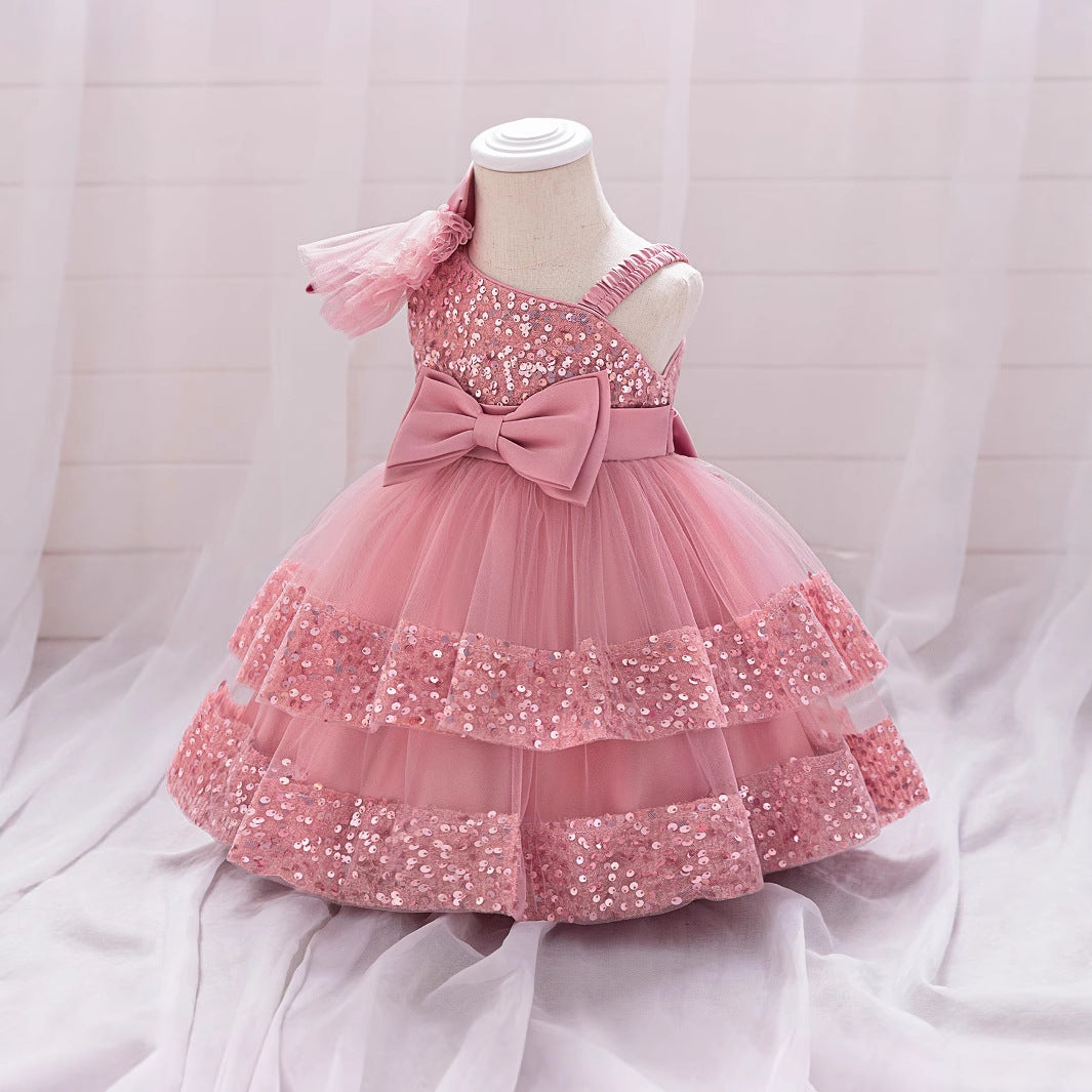 Pink Sequin Ball Gown Princess Dress for Girls – Party & Flower Girl Outfit