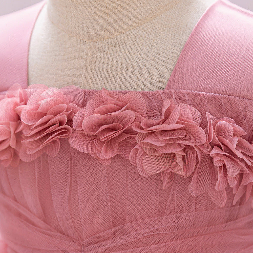 Adorable Pink Tulle A-Line Baby Dress with Flowers for Parties & Weddings