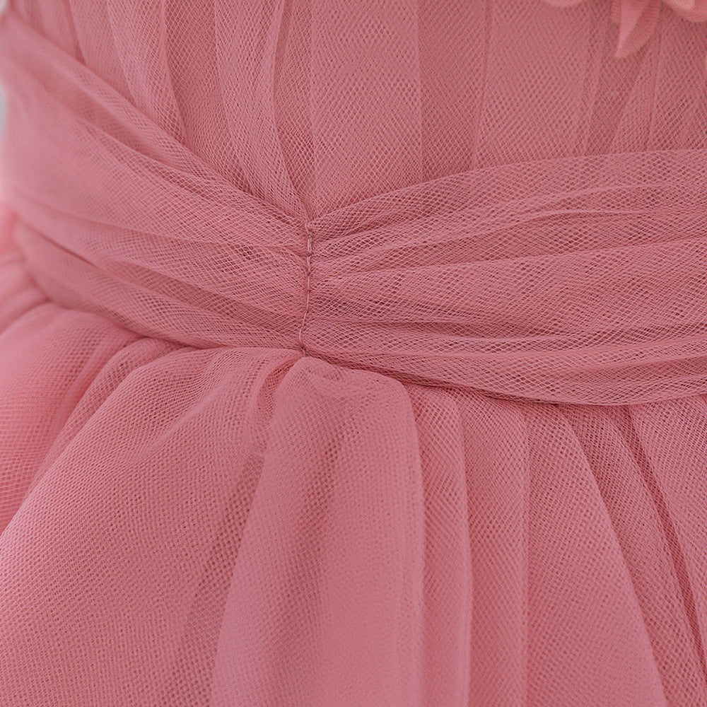 Adorable Pink Tulle A-Line Baby Dress with Flowers for Parties & Weddings