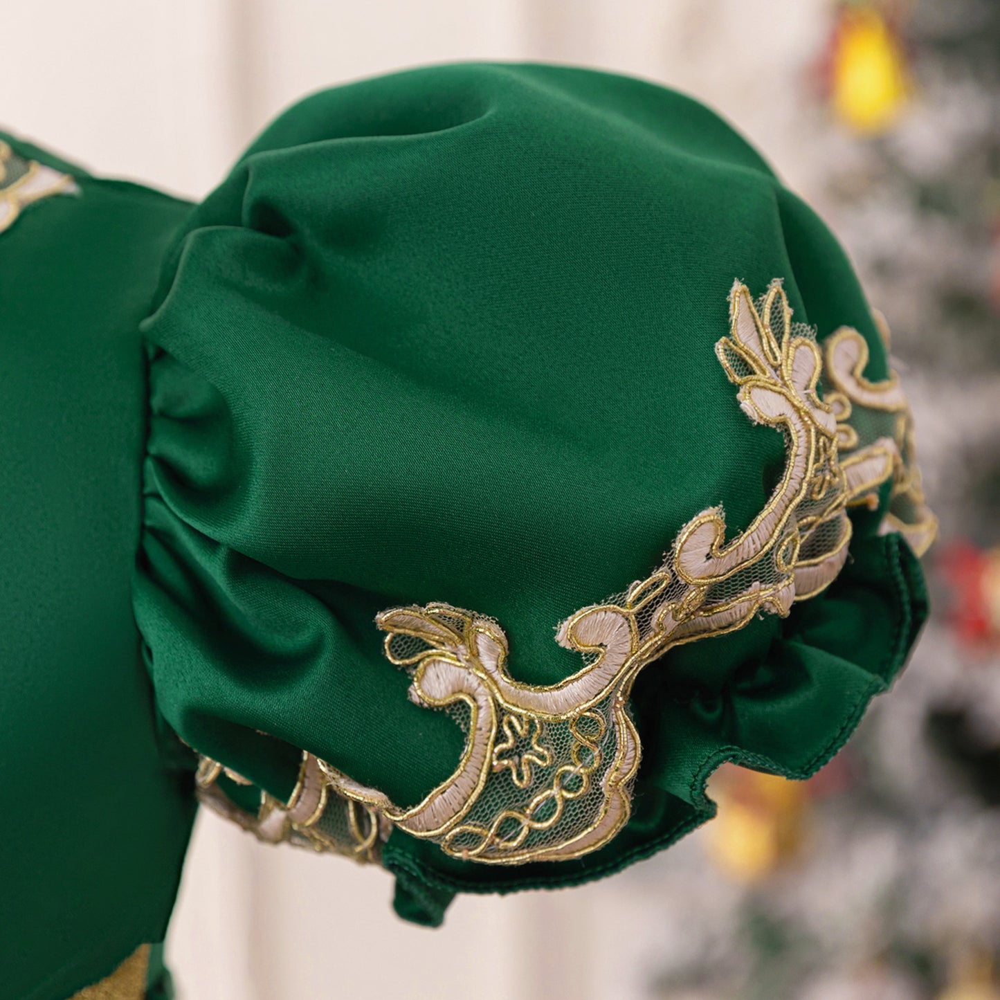Dark Green Puffy Princess Ball Gown Dress for Girls | Festive Flower Girl & Holiday Party Wear