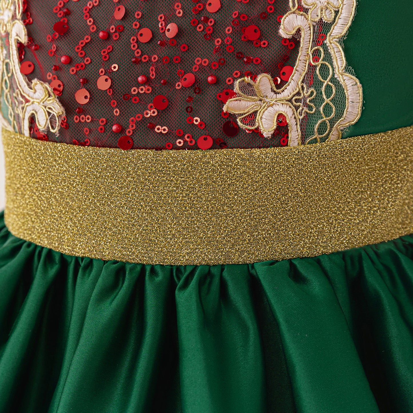 Dark Green Puffy Princess Ball Gown Dress for Girls | Festive Flower Girl & Holiday Party Wear