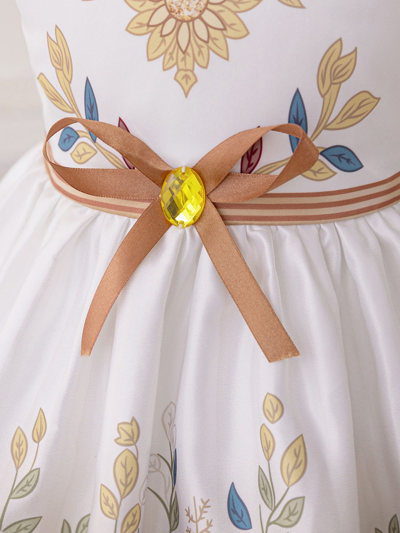 Princess Floral Ball Gown Dress for Girls – Puffy Tea-Length Party Dress