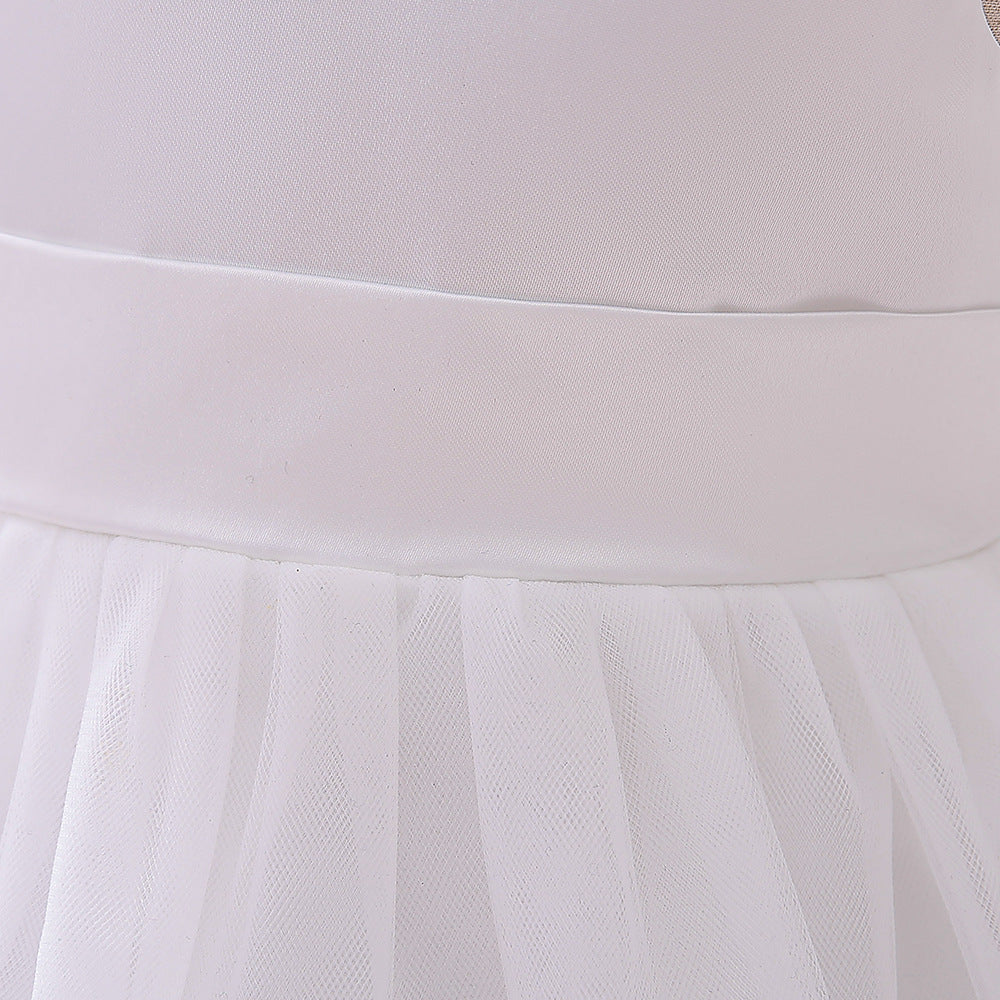 Princess Ball Gown High-Low Satin & Lace Dress with Bow for Girls | Ages 9M-6Y