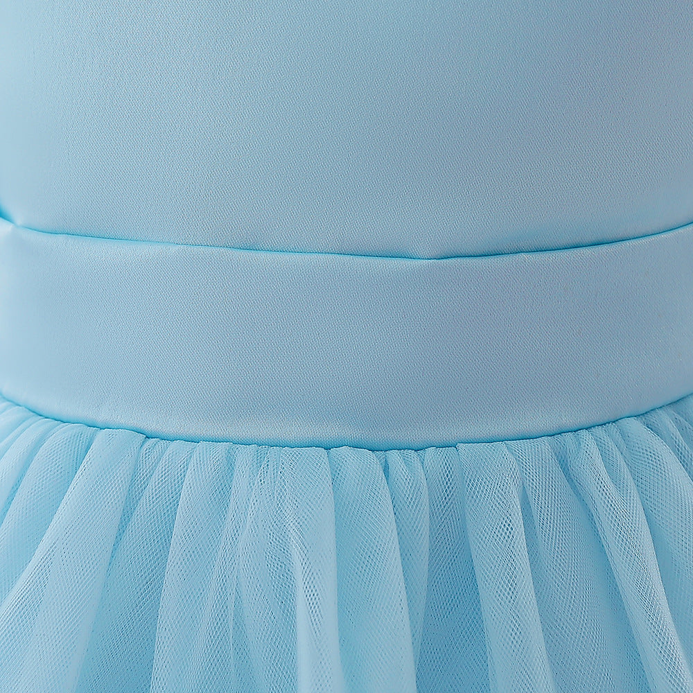 Princess Ball Gown High-Low Satin & Lace Dress with Bow for Girls | Ages 9M-6Y