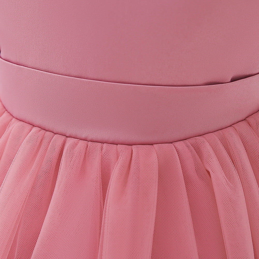 Princess Ball Gown High-Low Satin & Lace Dress with Bow for Girls | Ages 9M-6Y