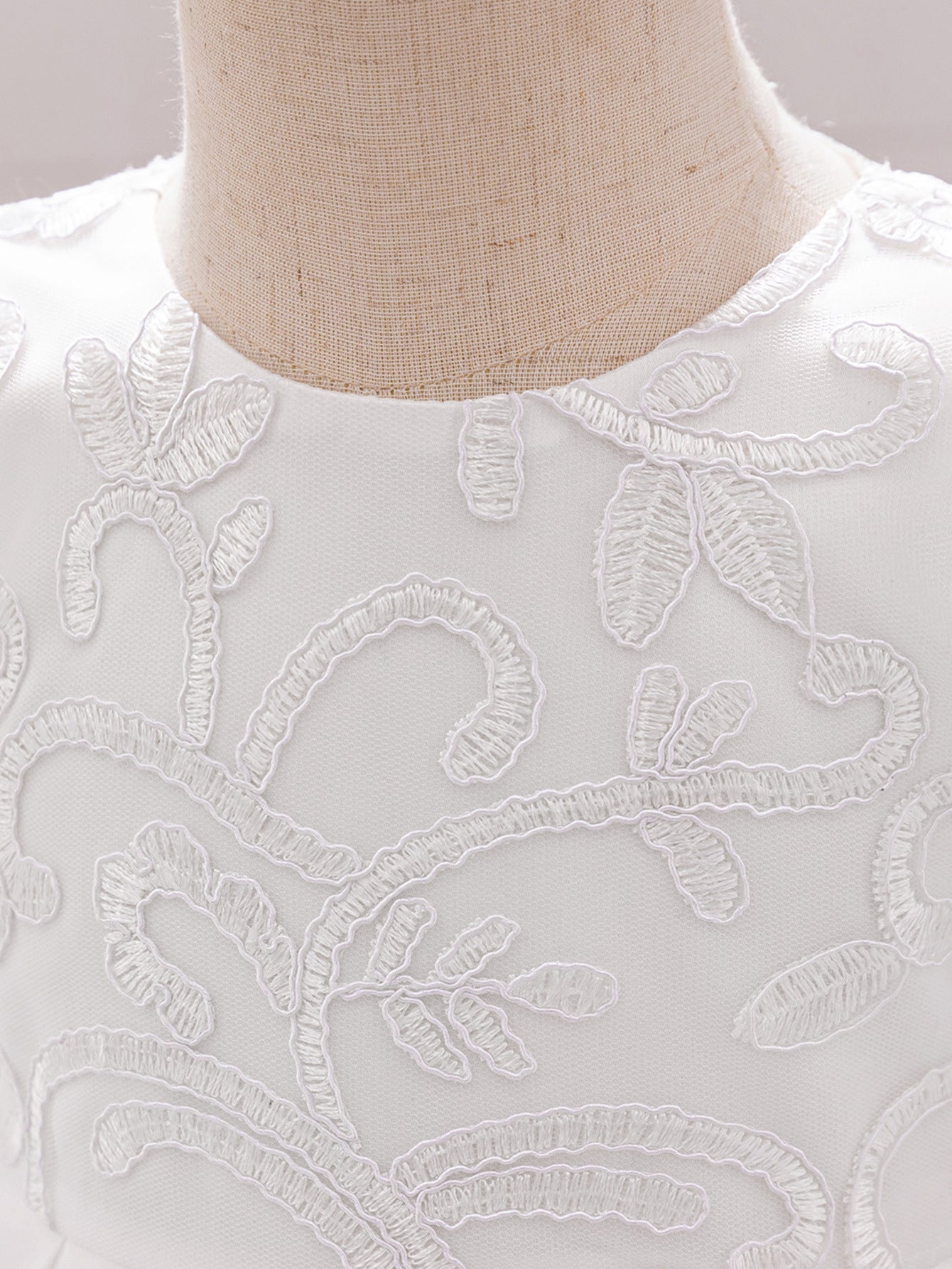 Princess Puffy Sleeve Lace Bow Dress for Girls – Ball Gown Wedding & Party Outfit