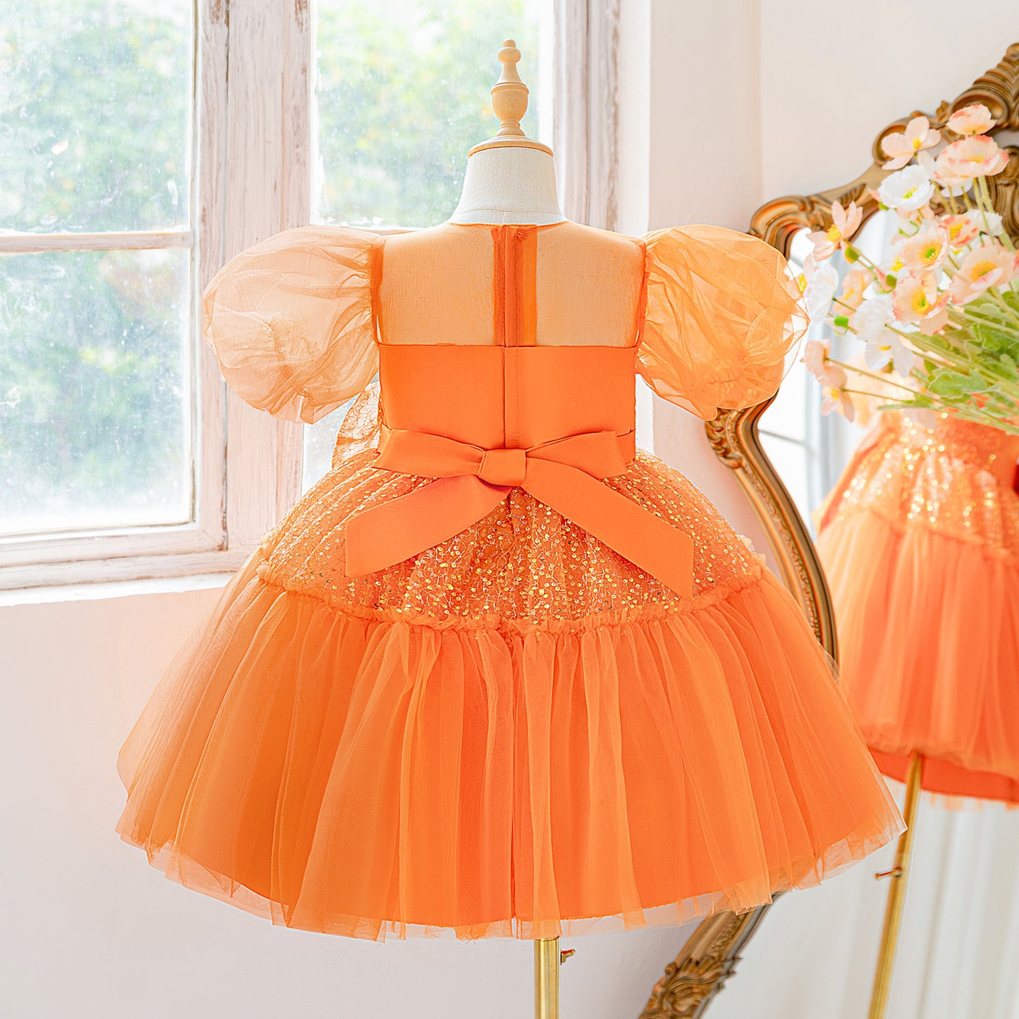 Girls Puffy Tulle Ball Gown – Sequin Fairy Princess Dress for Weddings & Parties