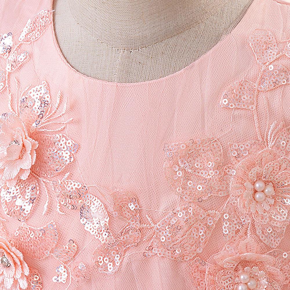 Light Pink Princess Ball Gown Dress for Girls | Puffy Mesh Flower Girl & Party Dress, Age 3-10