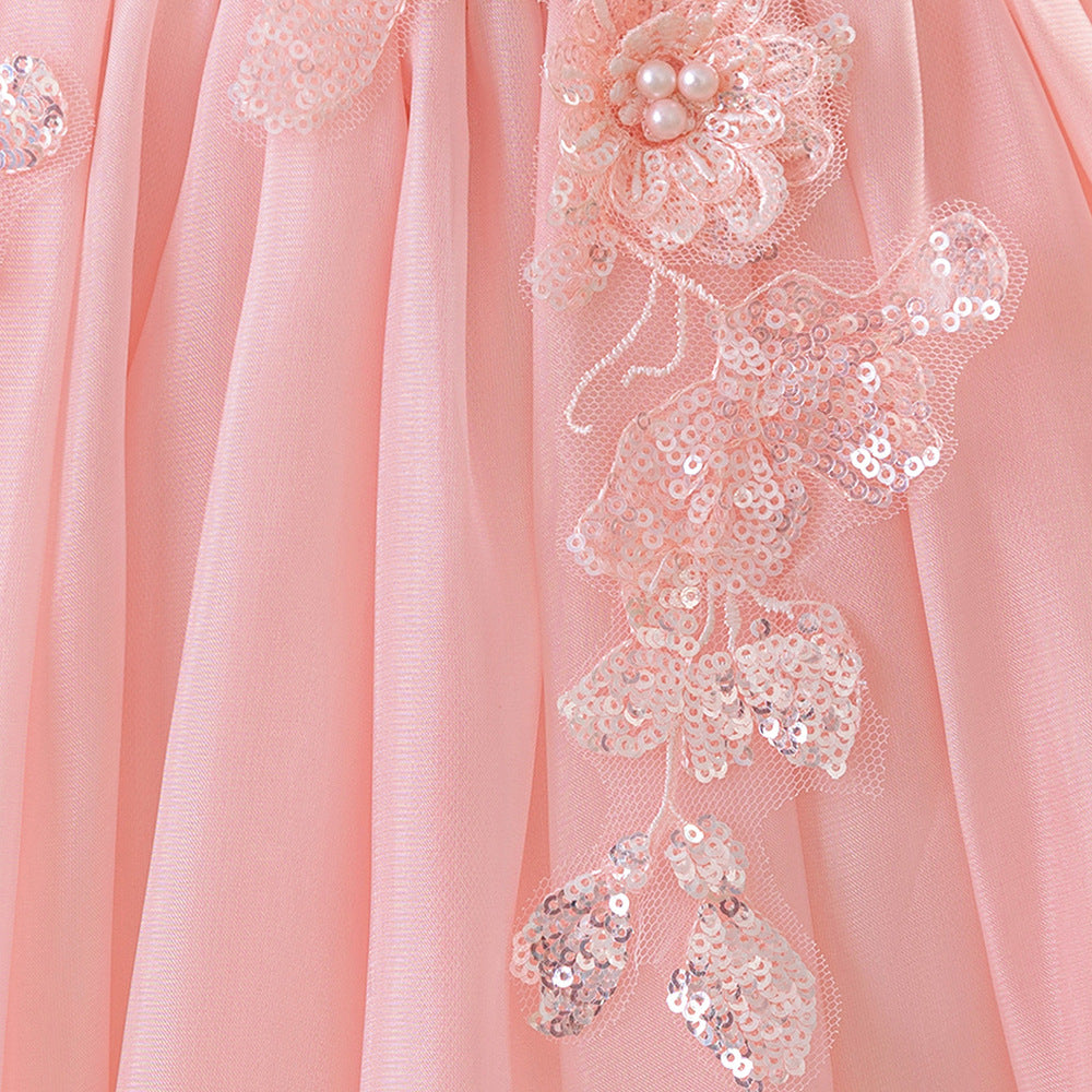 Light Pink Princess Ball Gown Dress for Girls | Puffy Mesh Flower Girl & Party Dress, Age 3-10