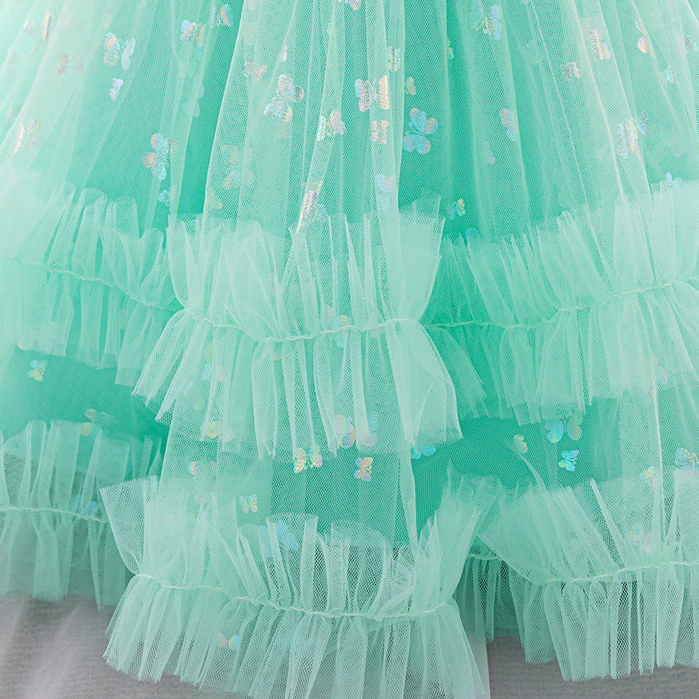 Princess Tulle Ball Gown Baby Dress with Sequins | Puffy Sleeve Formal Party Dress