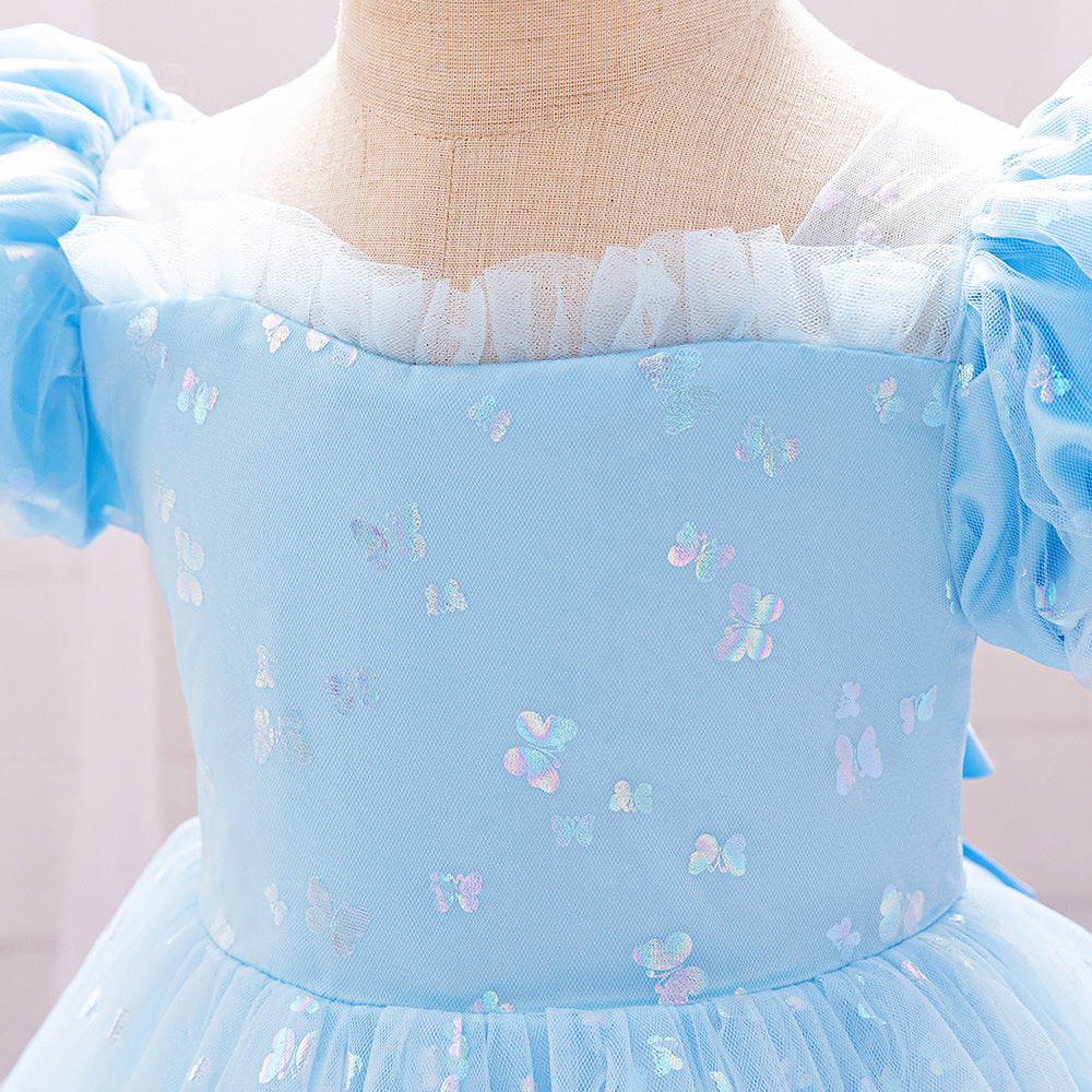 Princess Tulle Ball Gown Baby Dress with Sequins | Puffy Sleeve Formal Party Dress