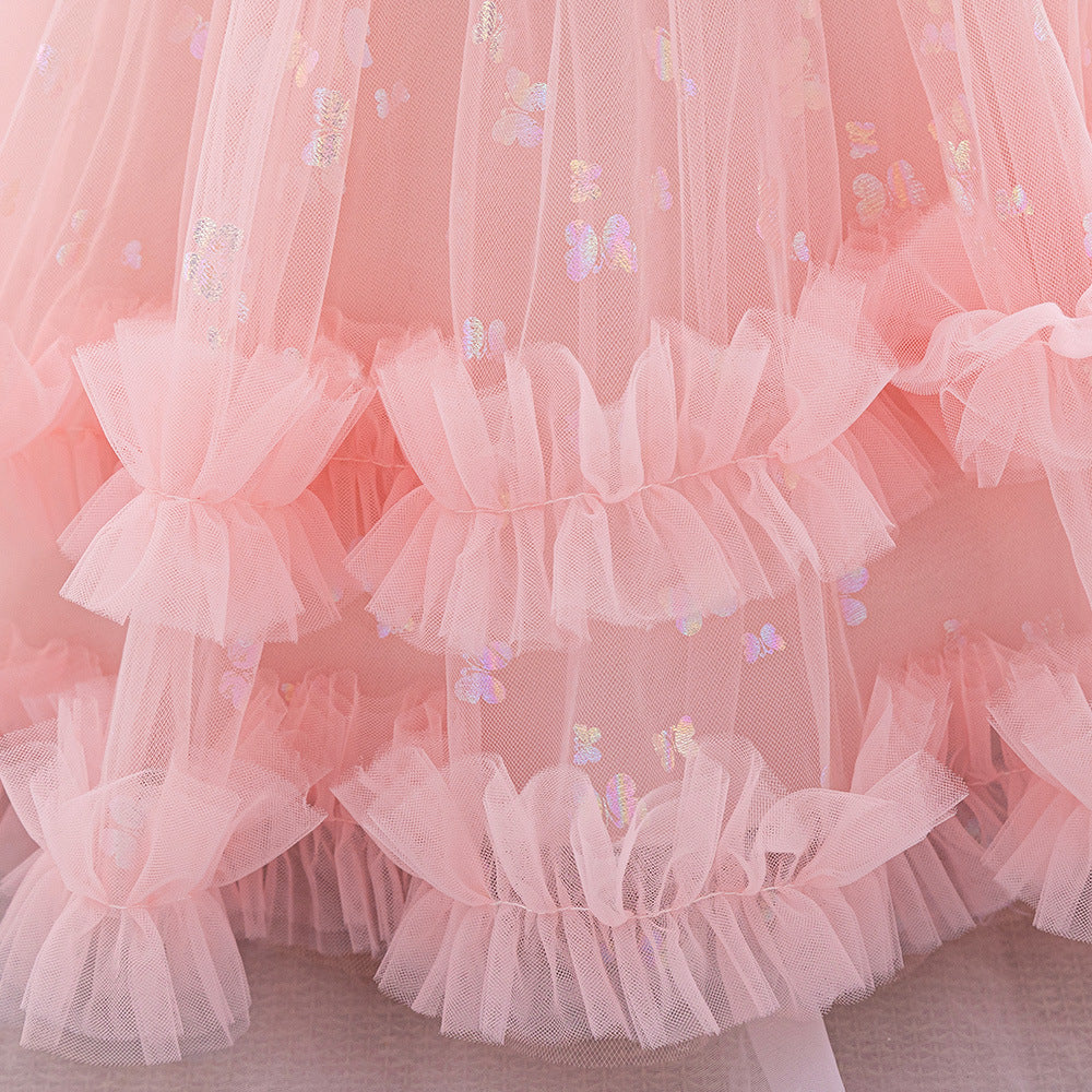 Princess Tulle Ball Gown Baby Dress with Sequins | Puffy Sleeve Formal Party Dress