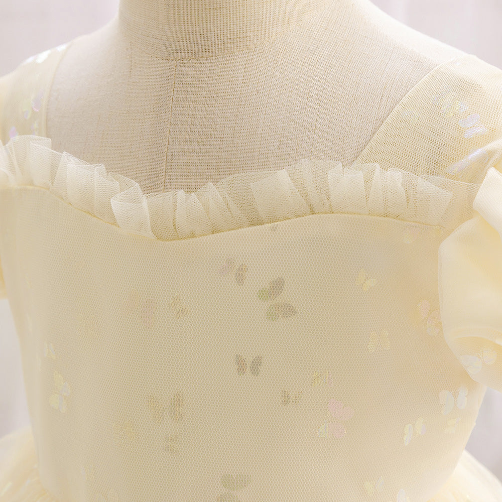 Princess Tulle Ball Gown Baby Dress with Sequins | Puffy Sleeve Formal Party Dress