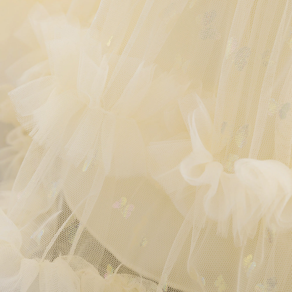 Princess Tulle Ball Gown Baby Dress with Sequins | Puffy Sleeve Formal Party Dress