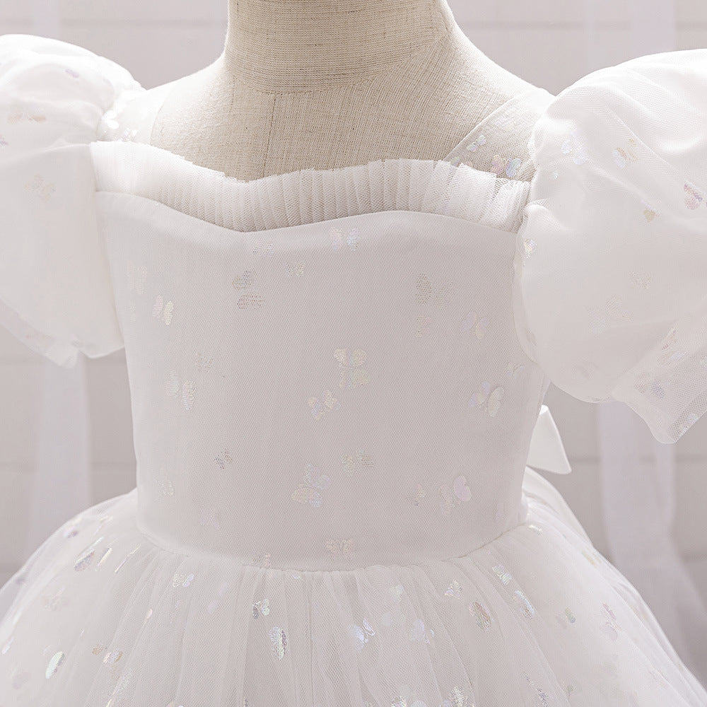 Princess Tulle Ball Gown Baby Dress with Sequins | Puffy Sleeve Formal Party Dress