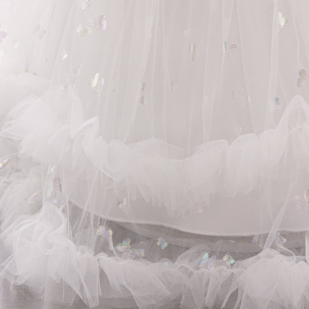 Princess Tulle Ball Gown Baby Dress with Sequins | Puffy Sleeve Formal Party Dress
