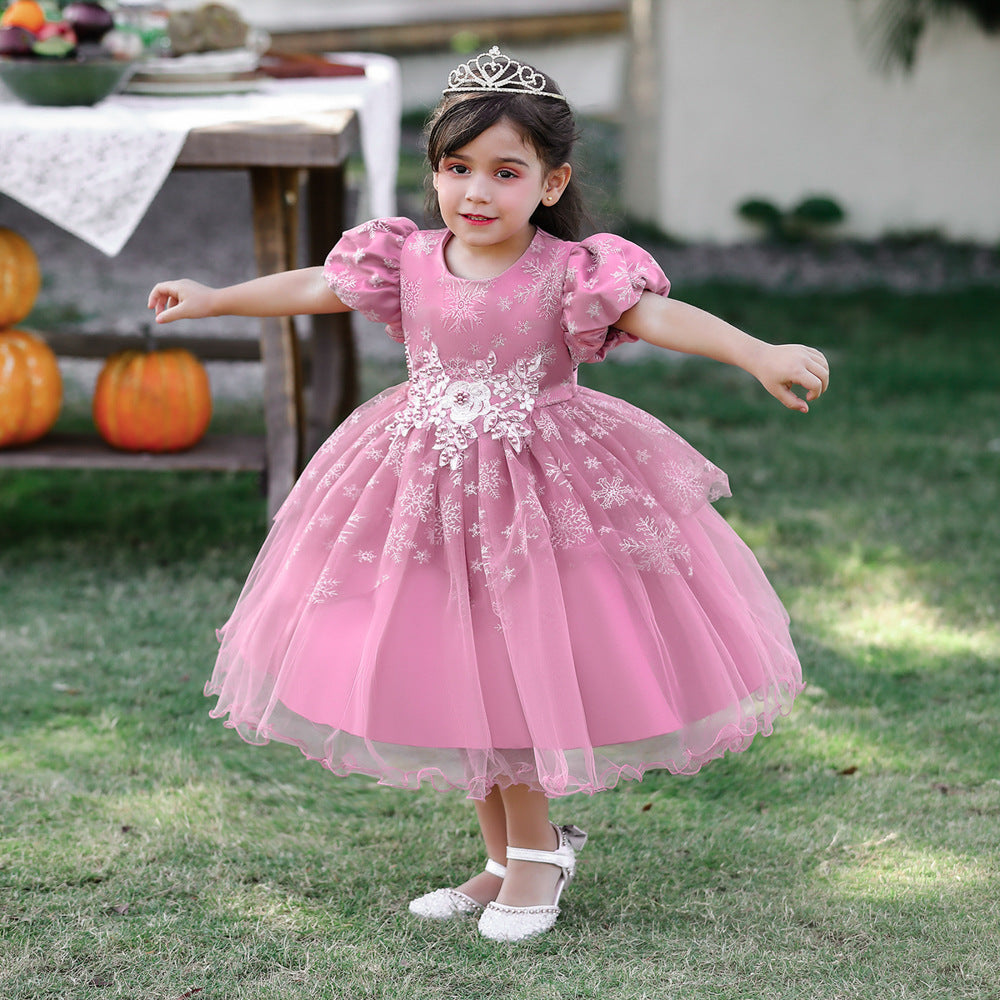 Elegant Princess Ball Gown Tea Length Dress for Girls | Tulle Party Dress
