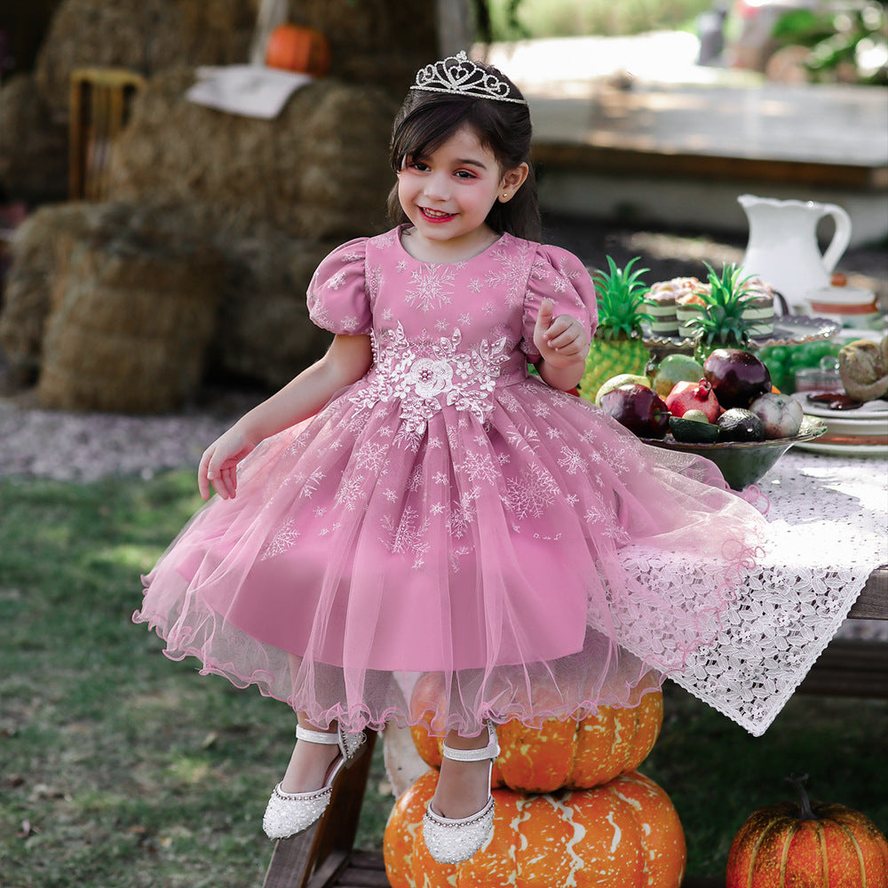 Elegant Princess Ball Gown Tea Length Dress for Girls | Tulle Party Dress