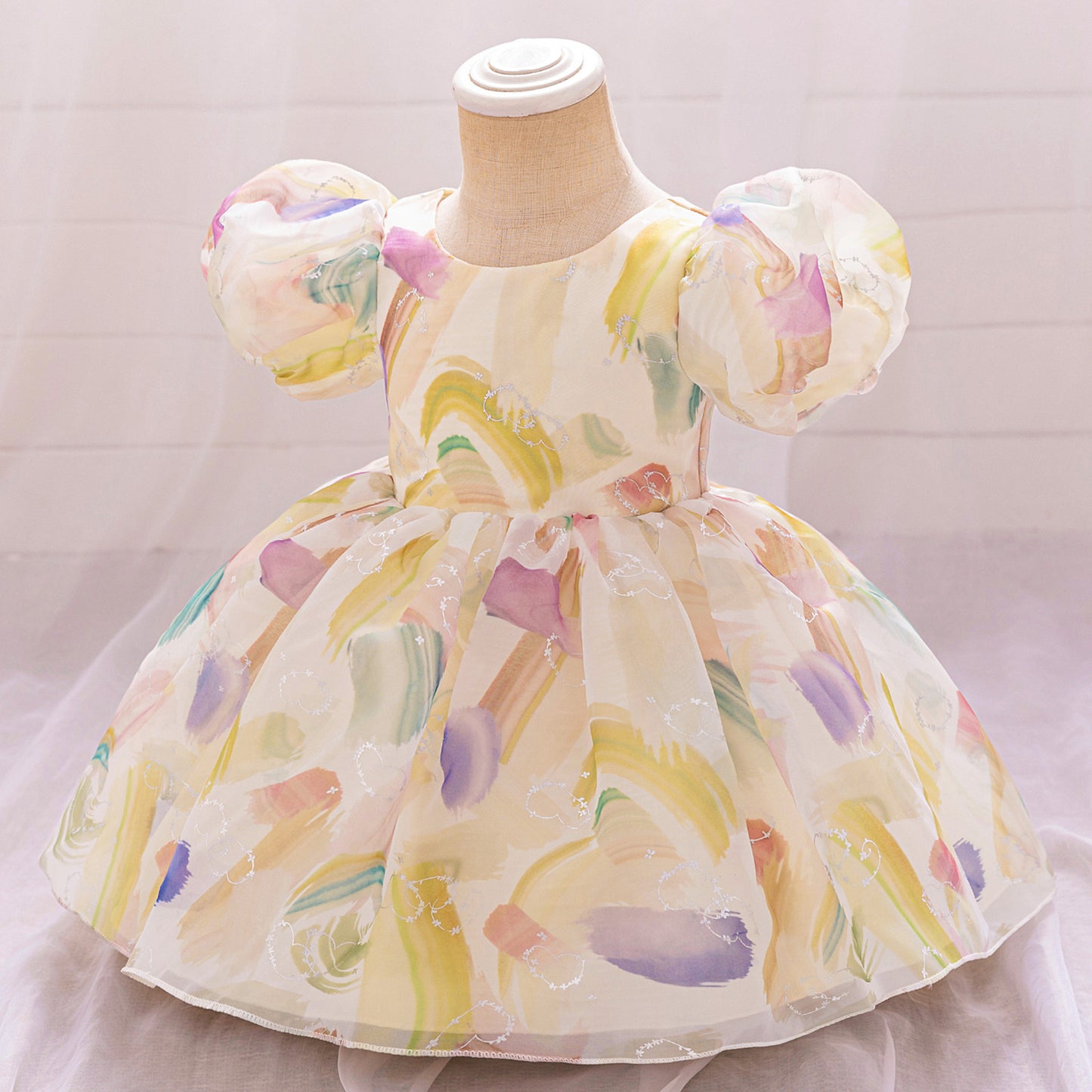 Princess Cartoon Print Ball Gown Dress for Girls | Party & Birthday Outfit