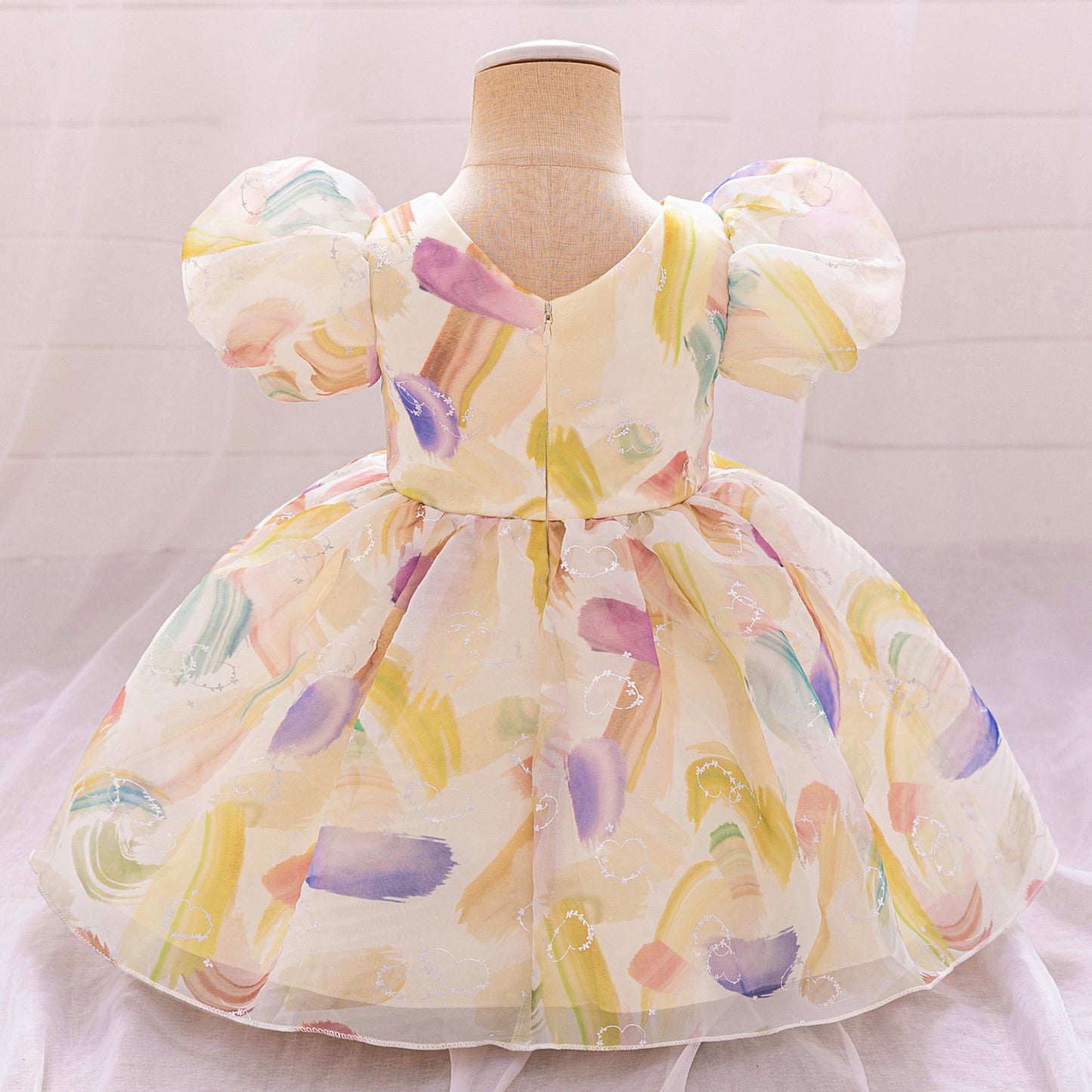 Princess Cartoon Print Ball Gown Dress for Girls | Party & Birthday Outfit
