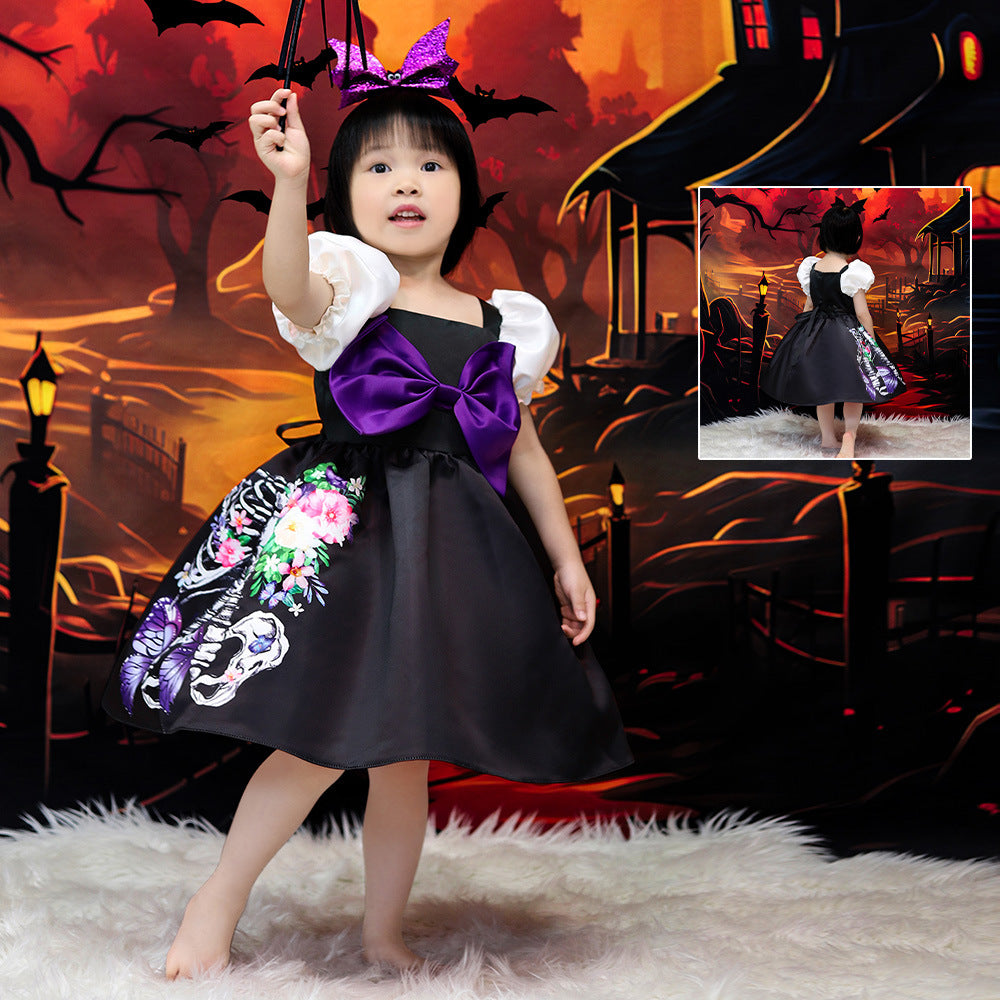 Kids Halloween Cartoon Bow Ball Gown Costume | Puffy Princess Dress