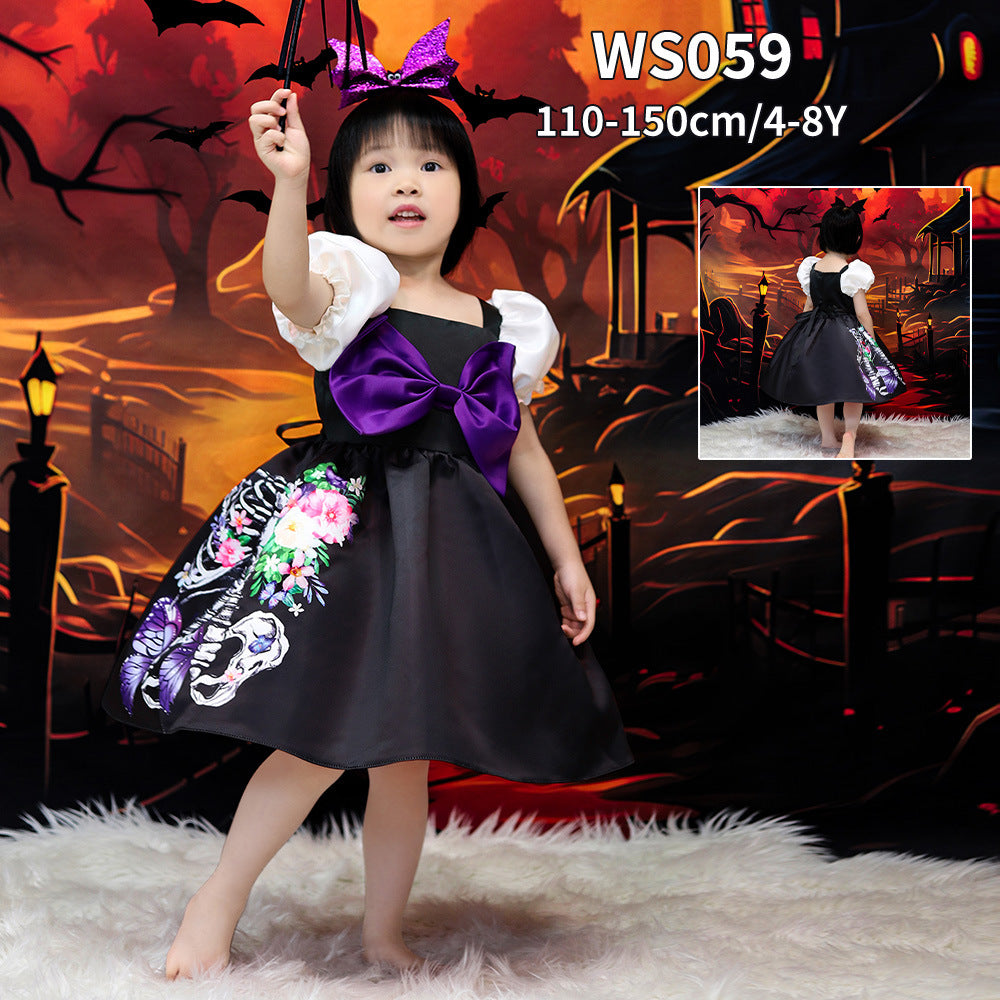 Kids Halloween Cartoon Bow Ball Gown Costume | Puffy Princess Dress