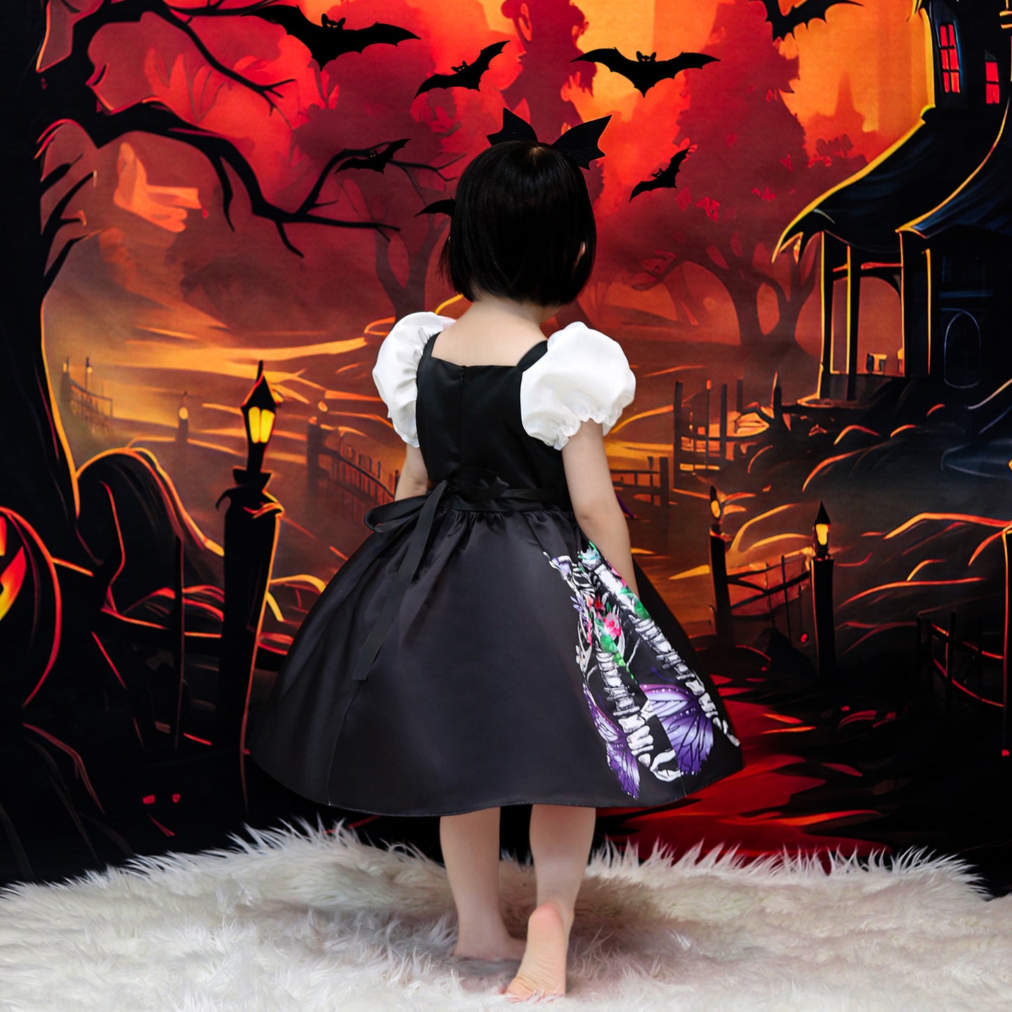 Kids Halloween Cartoon Bow Ball Gown Costume | Puffy Princess Dress