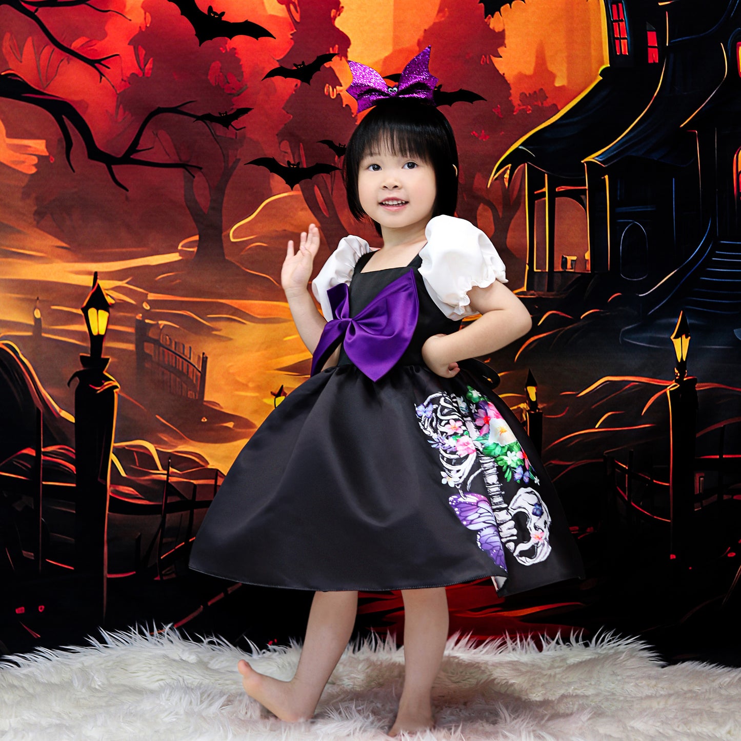 Kids Halloween Cartoon Bow Ball Gown Costume | Puffy Princess Dress
