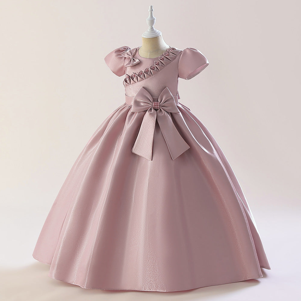 Princess & Fairy A-line Maxi Satin Dress for Girls | Formal Party & Wedding Gown
