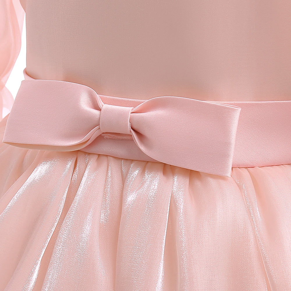 Girls Light Pink A-Line Princess Dress with Beads & Sequins | Tea Length Party & Flower Girl Gown