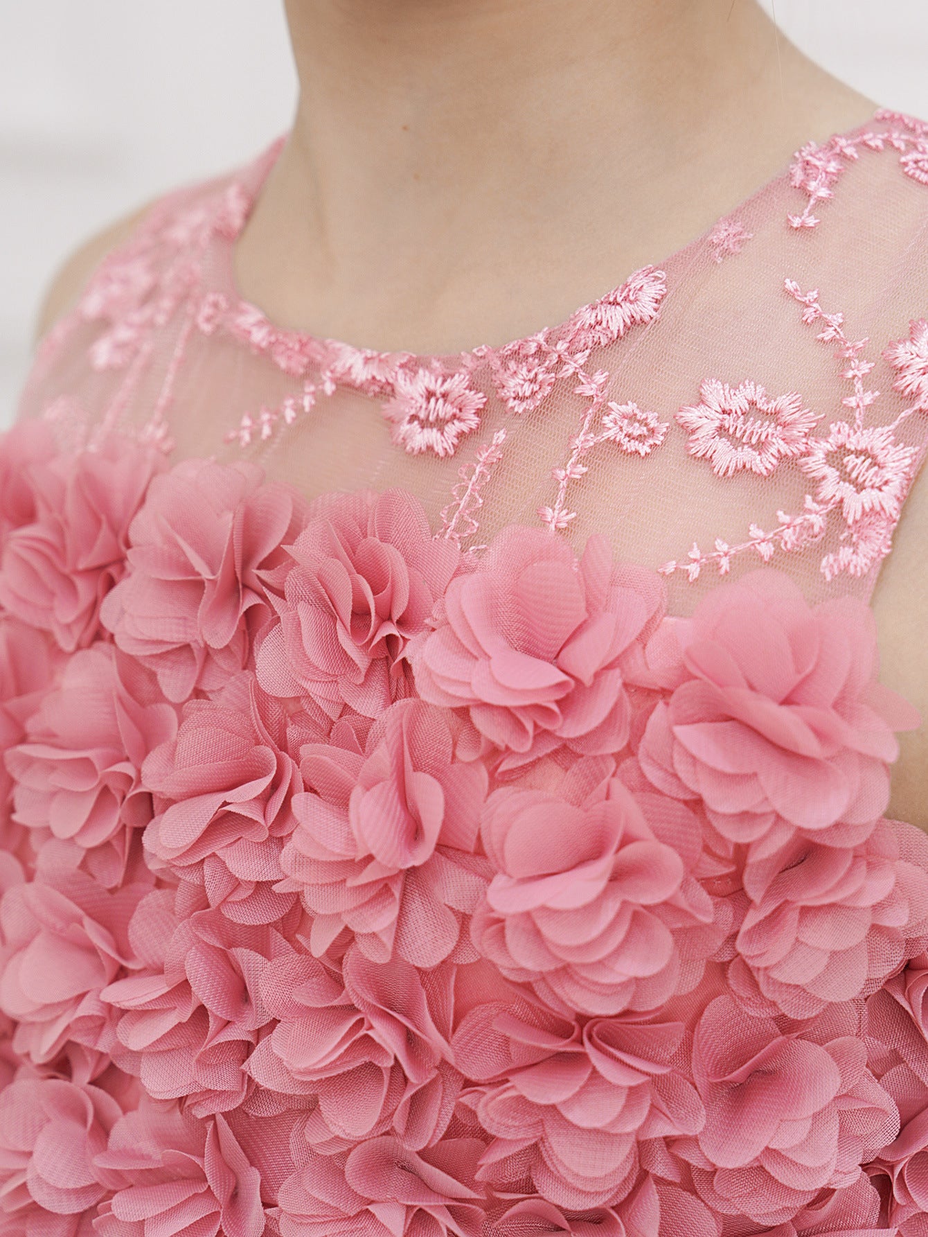 Princess & Fairy High-Low Tulle Dress with Floral Embroidery for Girls Aged 5-13