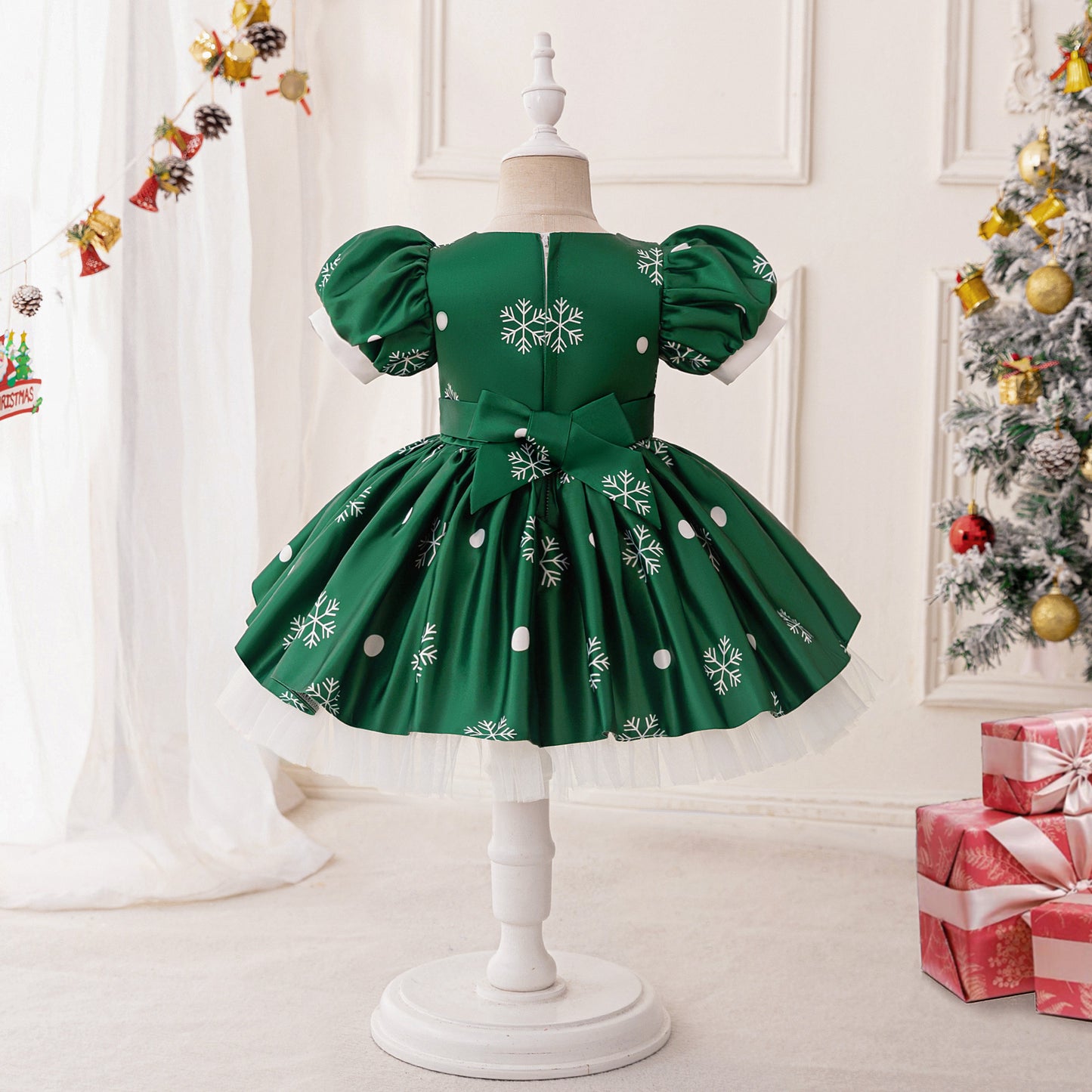 Tea Length Princess Ball Gown with Cartoon Print & Ruffles for Girls